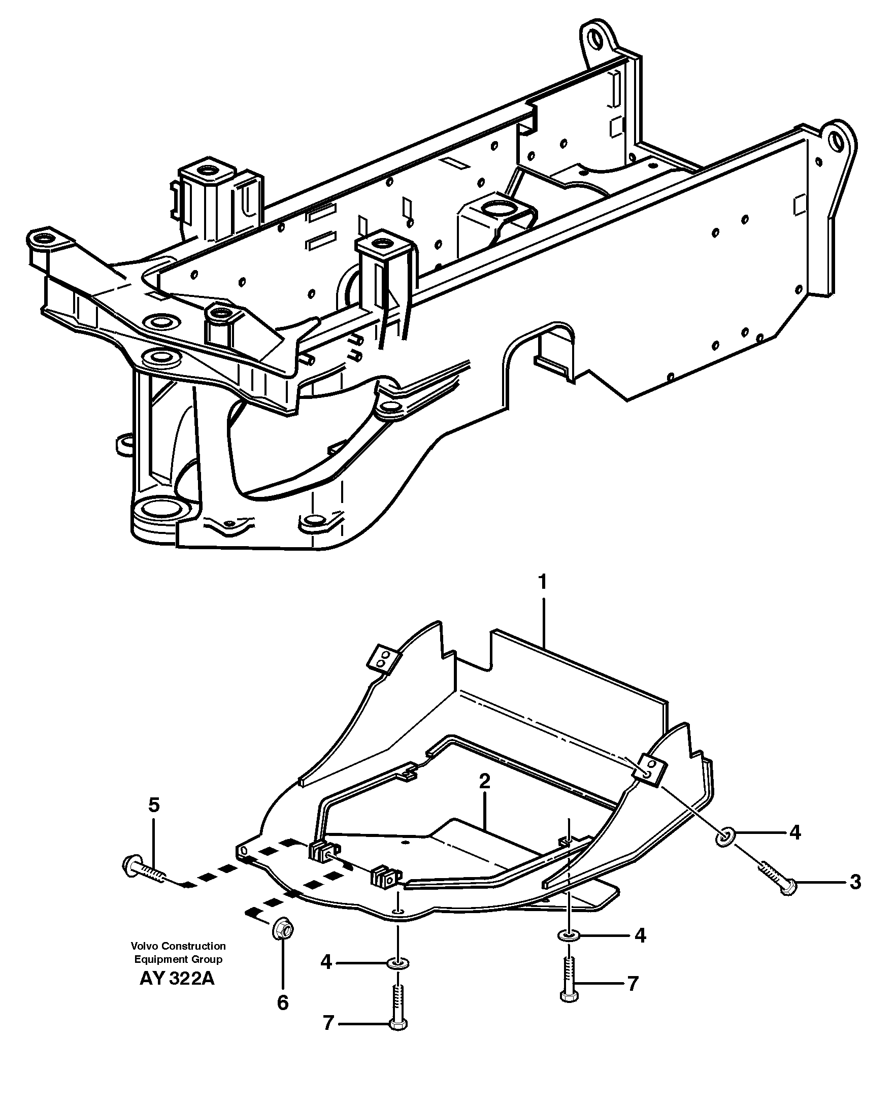 Схема запчастей Volvo L220D - 28230 Belly guard, rear L220D SER NO 1001-