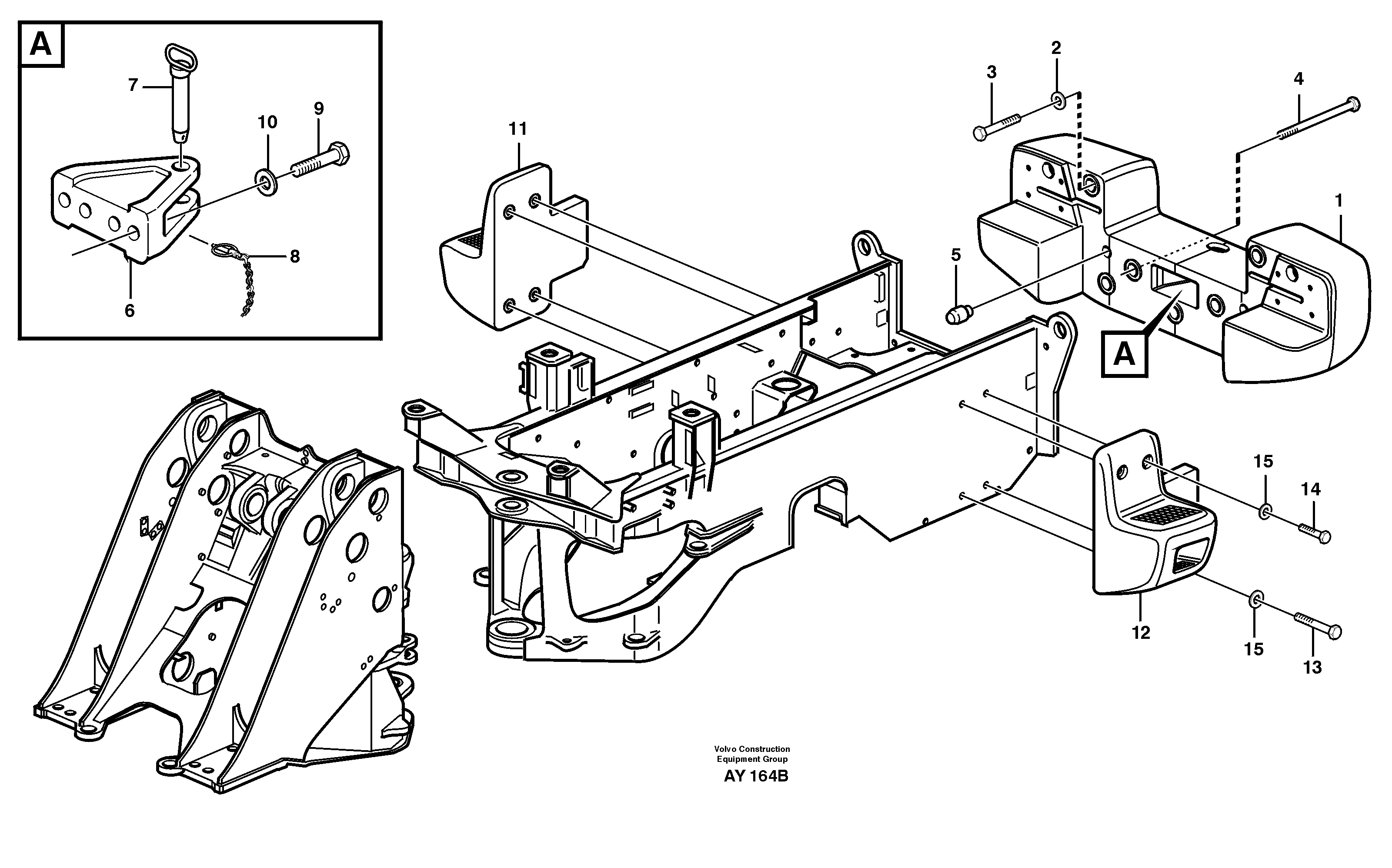 Схема запчастей Volvo L220D - 63932 Rear hitch and counterweight L220D SER NO 1001-