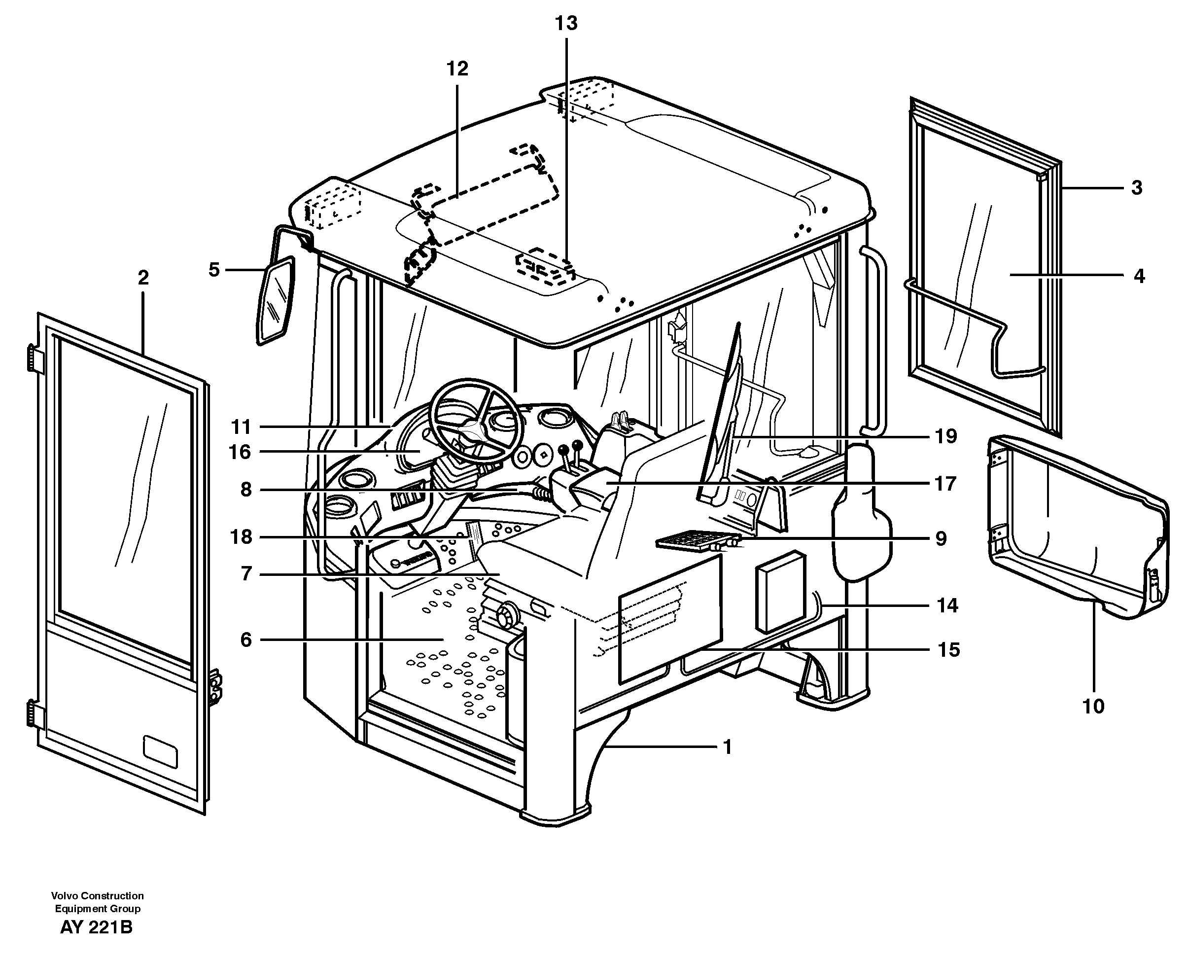 Схема запчастей Volvo L220D - 24223 Cab L220D SER NO 1001-