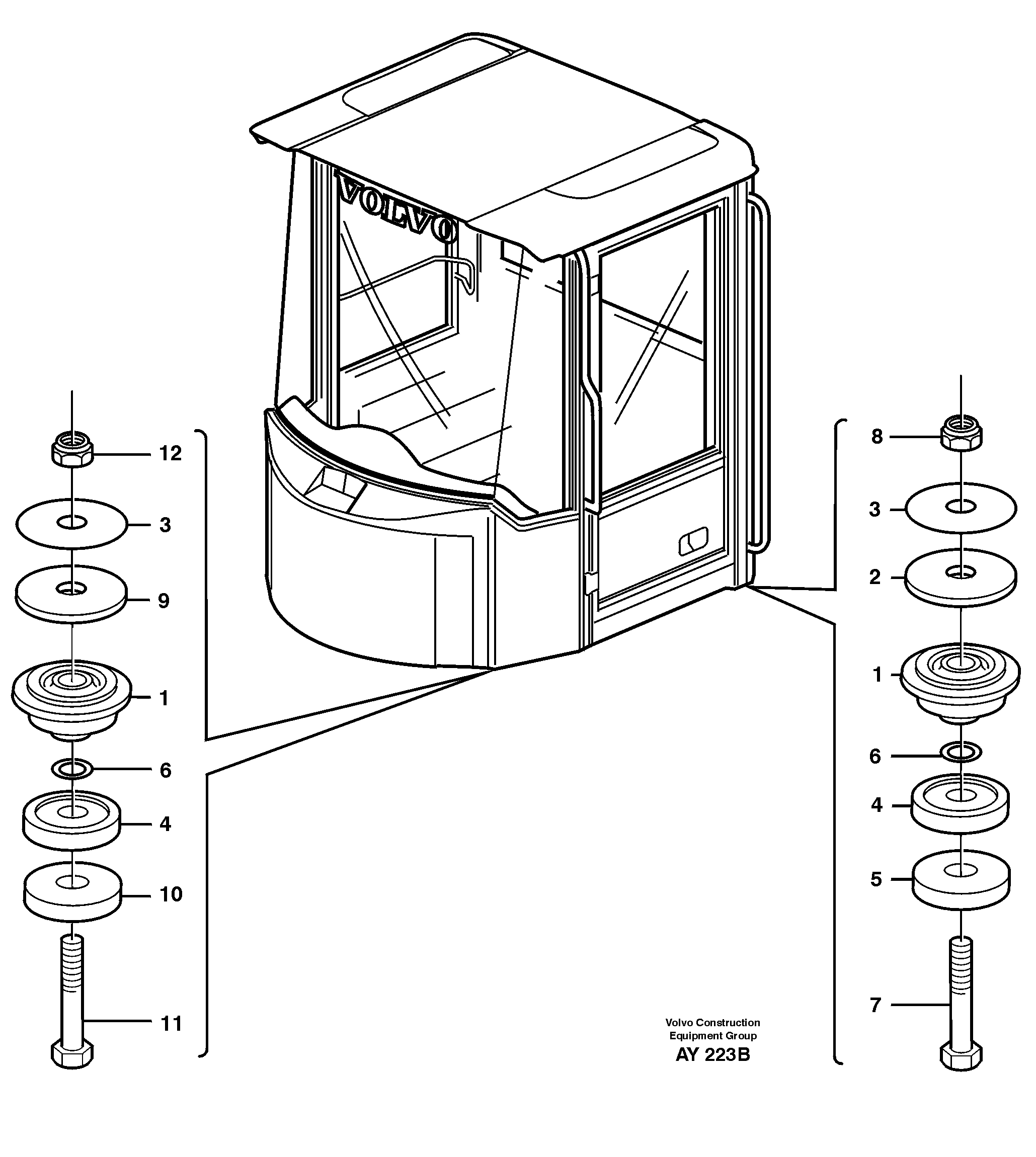 Схема запчастей Volvo L220D - 24225 Cab mounting block L220D SER NO 1001-