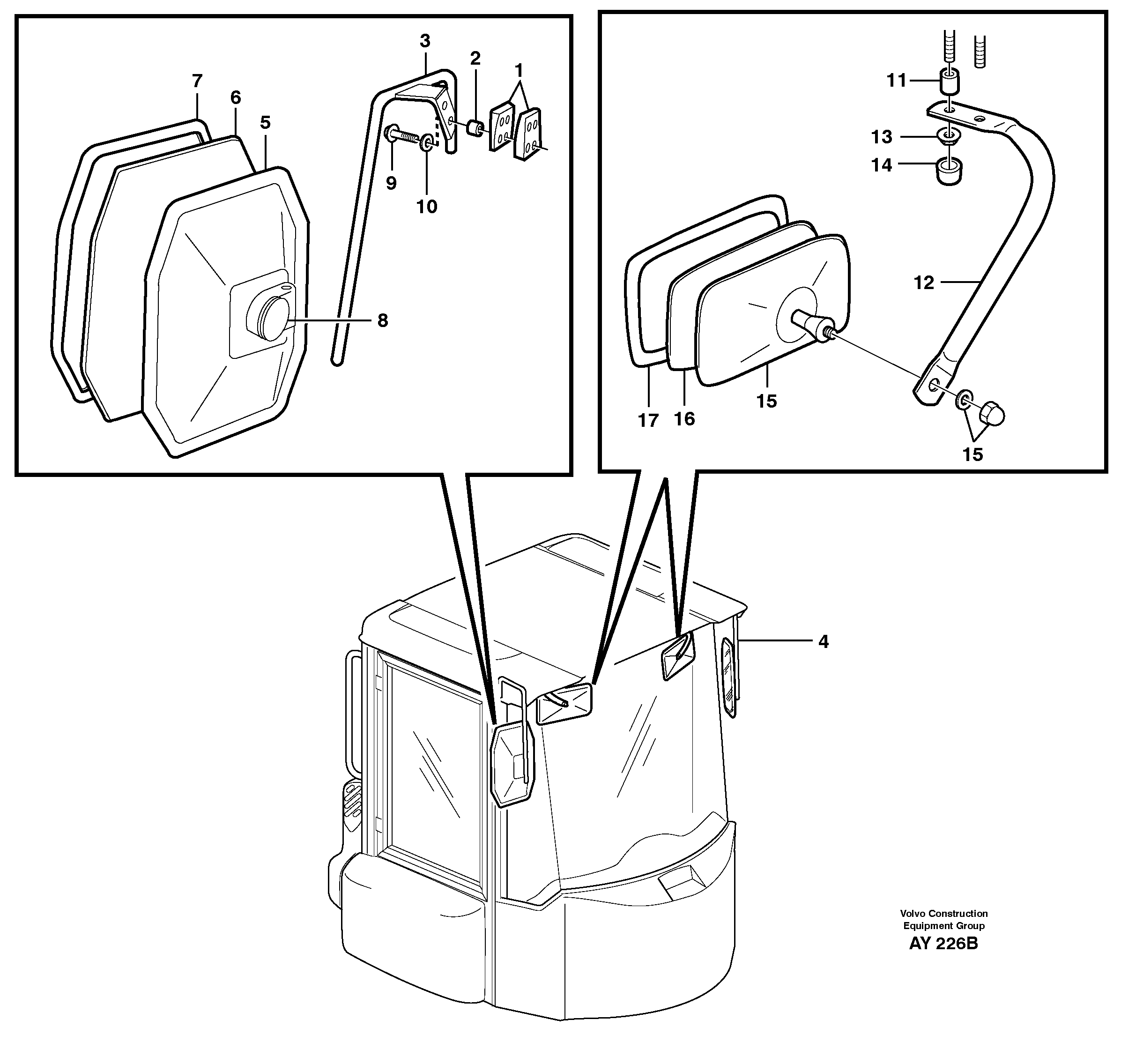 Схема запчастей Volvo L220D - 84439 Rear view mirror L220D SER NO 1001-