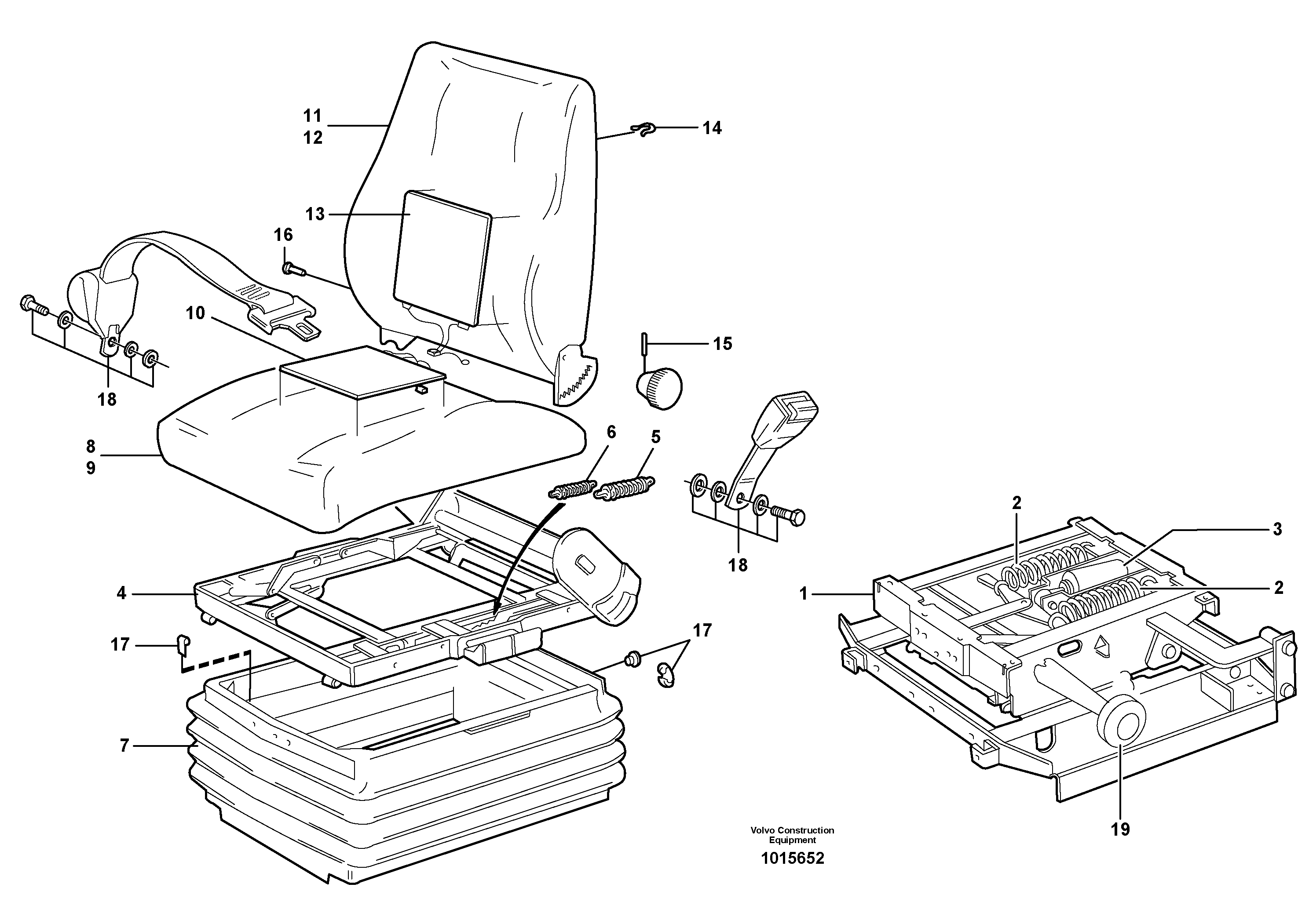 Схема запчастей Volvo L220D - 45228 Operators seat L220D SER NO 1001-