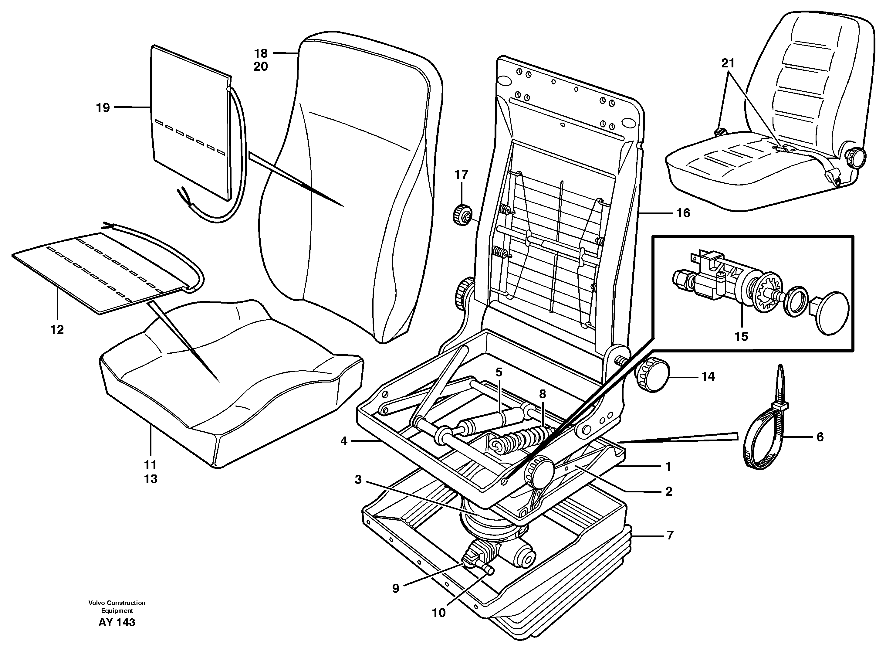 Схема запчастей Volvo L220D - 58803 Drivers seat L220D SER NO 1001-