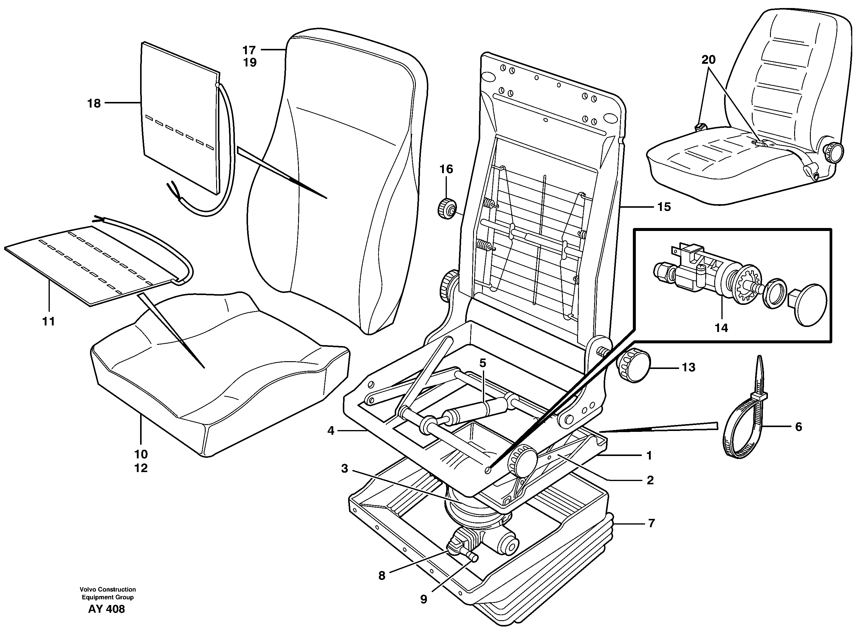 Схема запчастей Volvo L220D - 58804 Drivers seat L220D SER NO 1001-