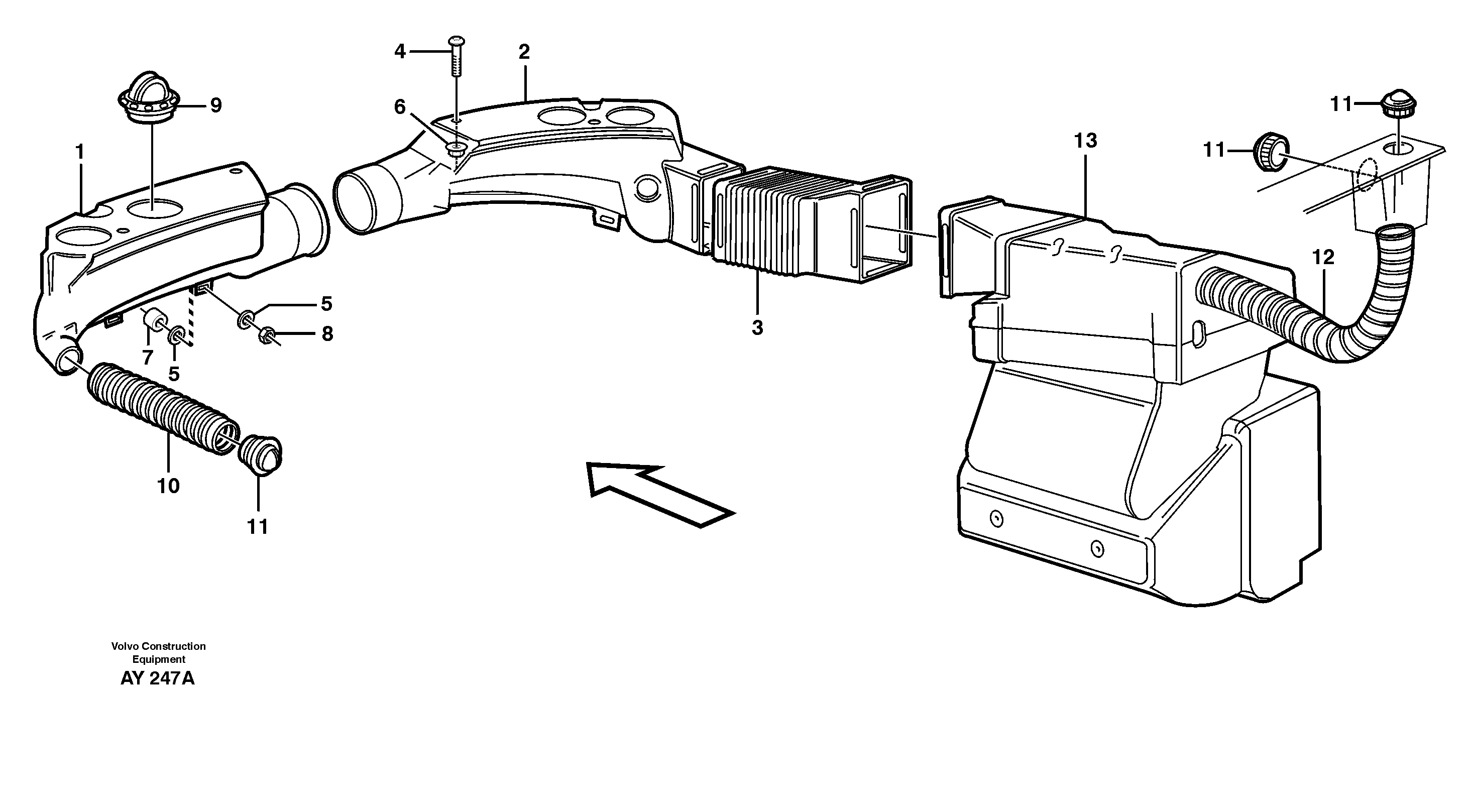 Схема запчастей Volvo L220D - 3060 Air ducts L220D SER NO 1001-