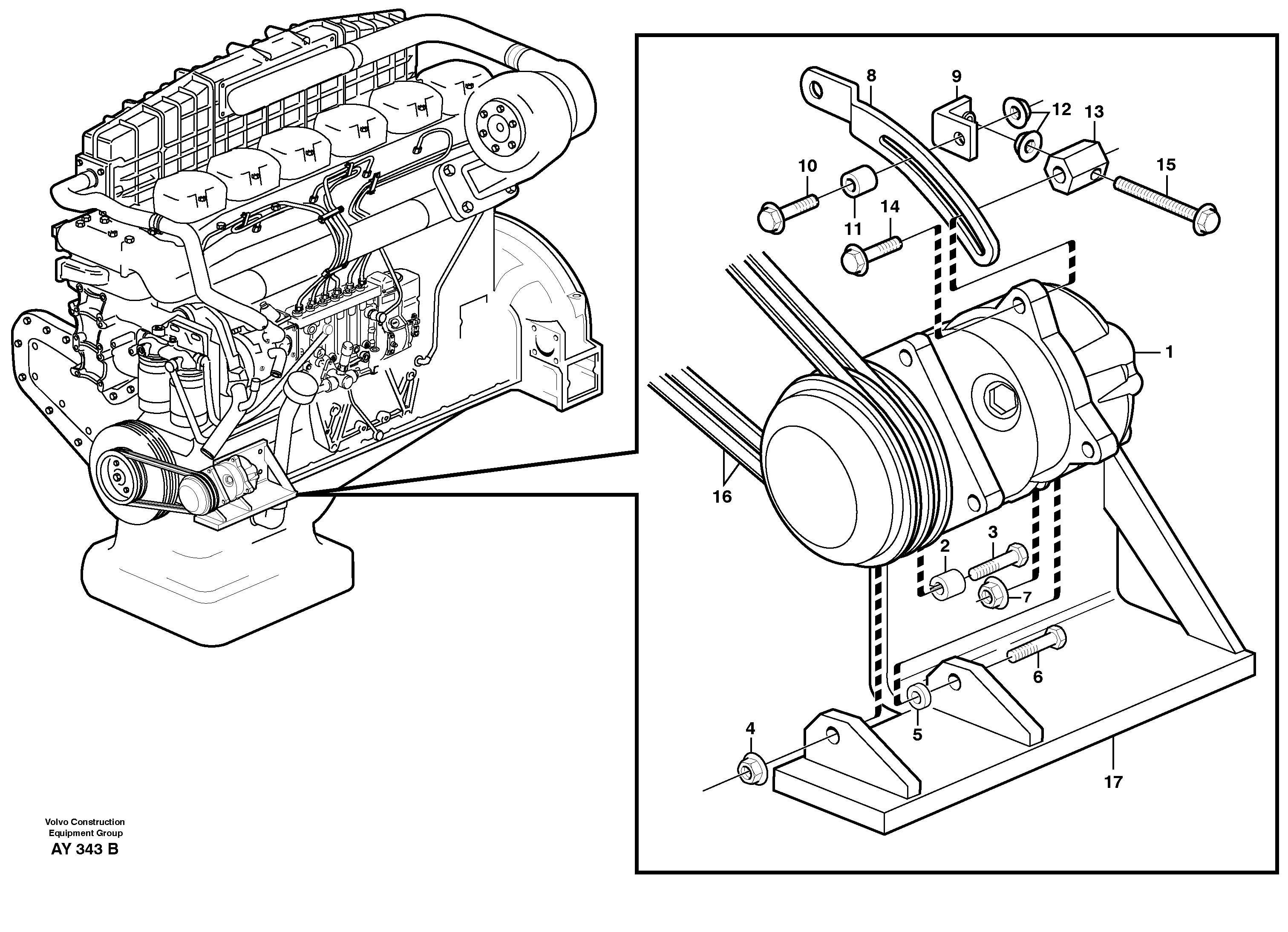 Схема запчастей Volvo L220D - 24092 Compressor for cooling agent R134a with fitting parts L220D SER NO 1001-