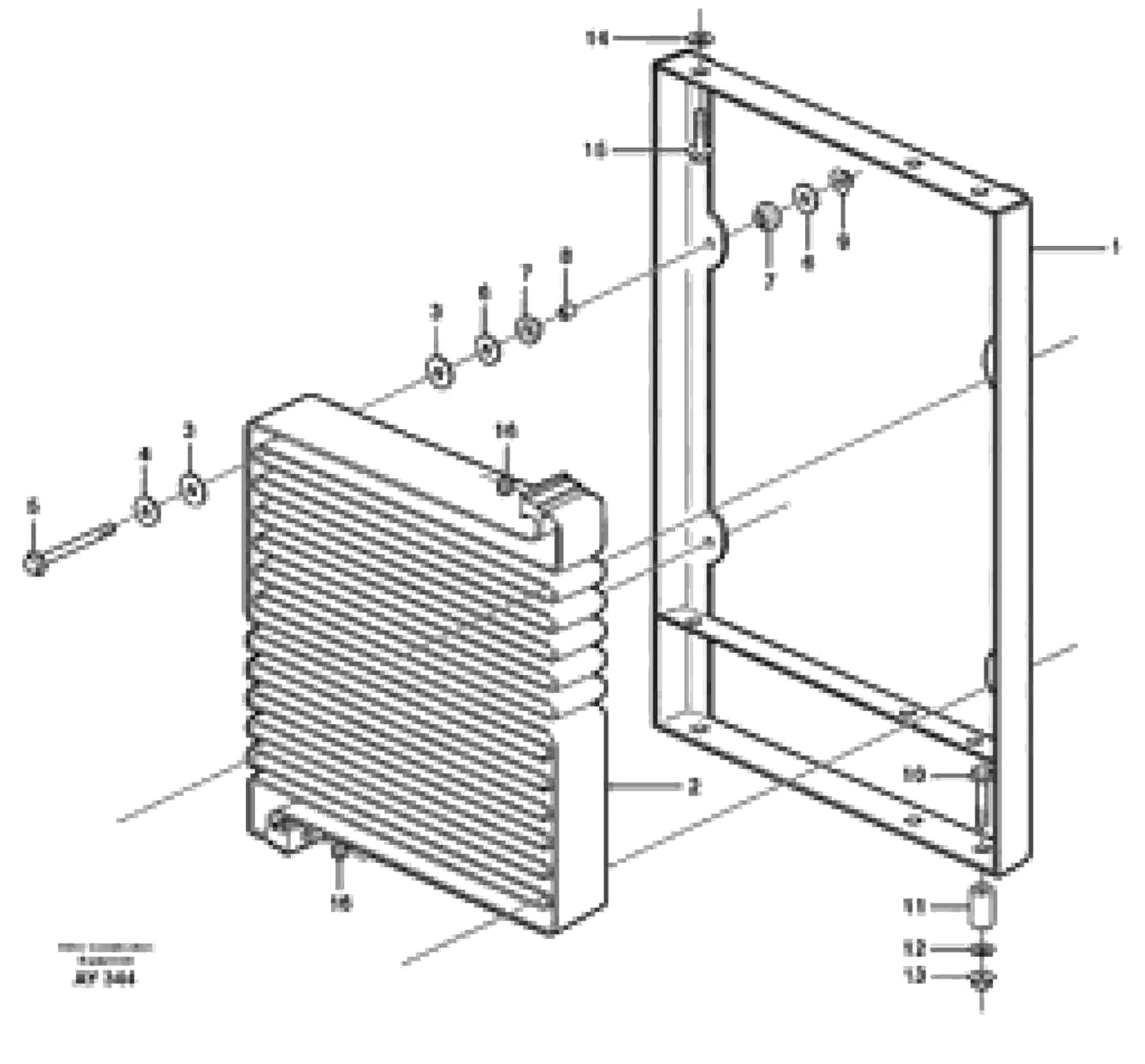 Схема запчастей Volvo L220D - 46516 Condenser for cooling agent R134a with fitting parts L220D SER NO 1001-