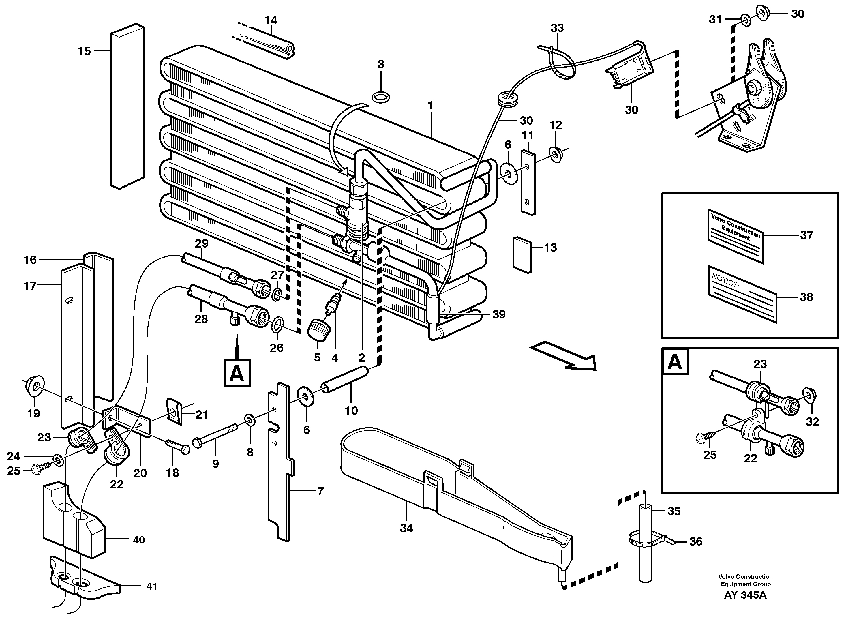 Схема запчастей Volvo L220D - 57789 Evaporator for cooling agent R134a with fitting parts L220D SER NO 1001-