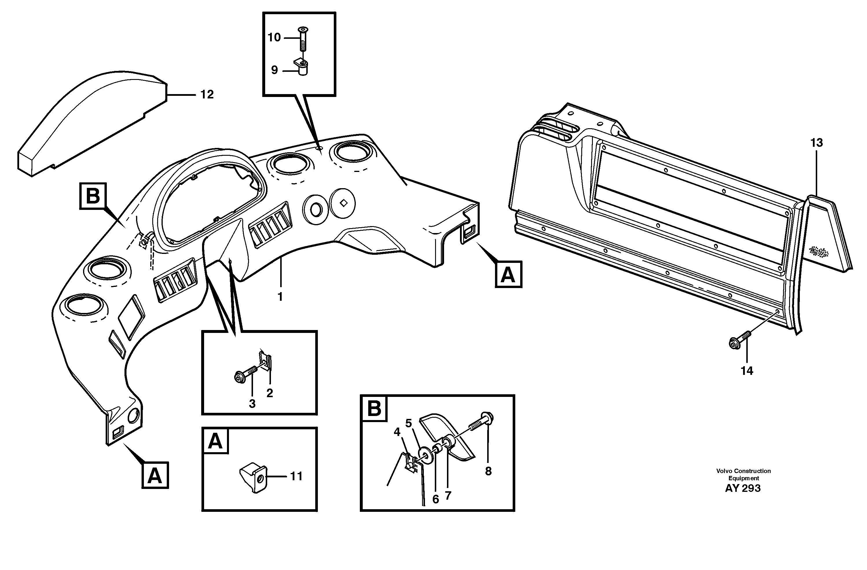 Схема запчастей Volvo L220D - 10 Instrument panel L220D SER NO 1001-