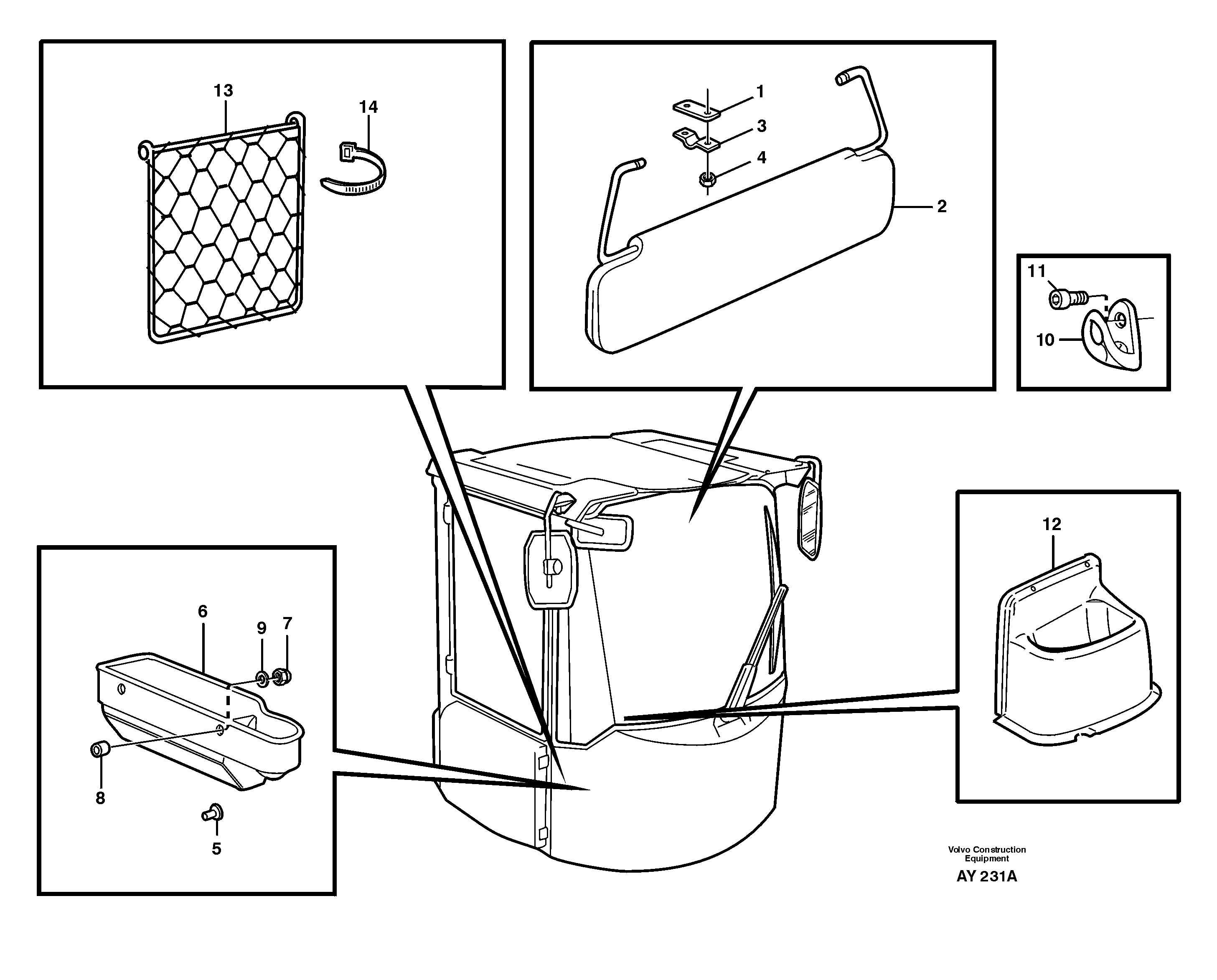 Схема запчастей Volvo L220D - 24098 Interior components L220D SER NO 1001-