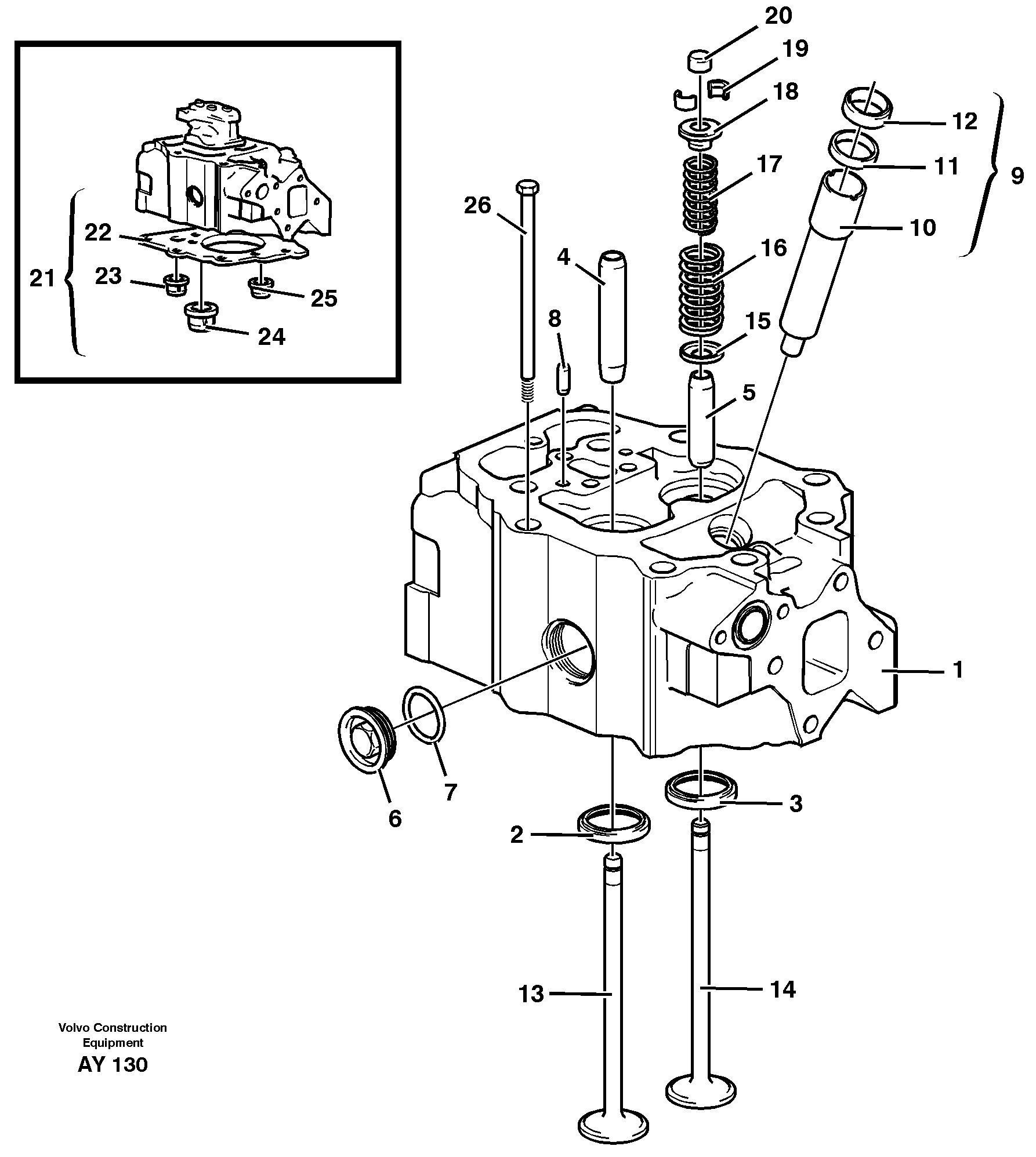 Схема запчастей Volvo L220D - 22427 Головка блока цилиндров L220D SER NO 1001-
