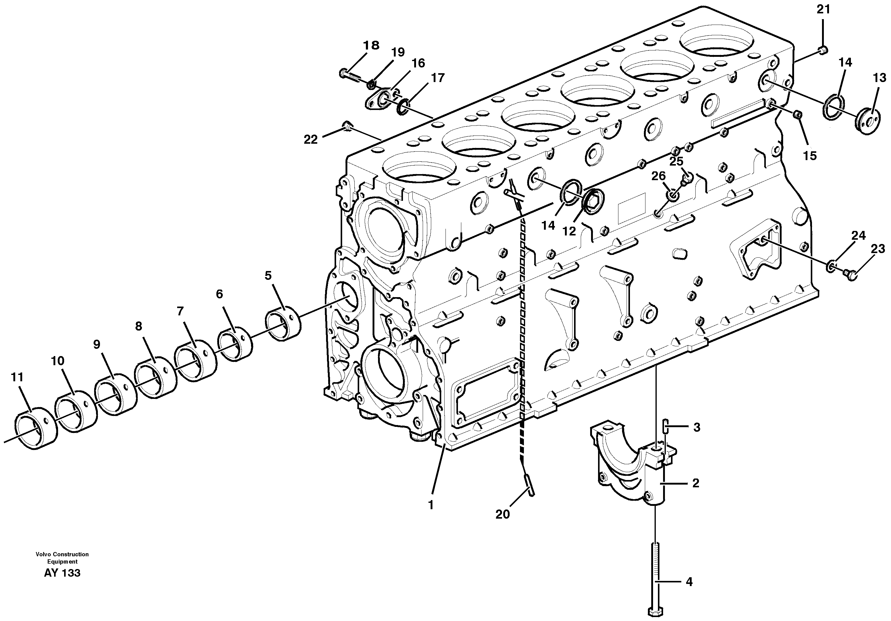 Схема запчастей Volvo L220D - 35085 Блок цилиндров L220D SER NO 1001-