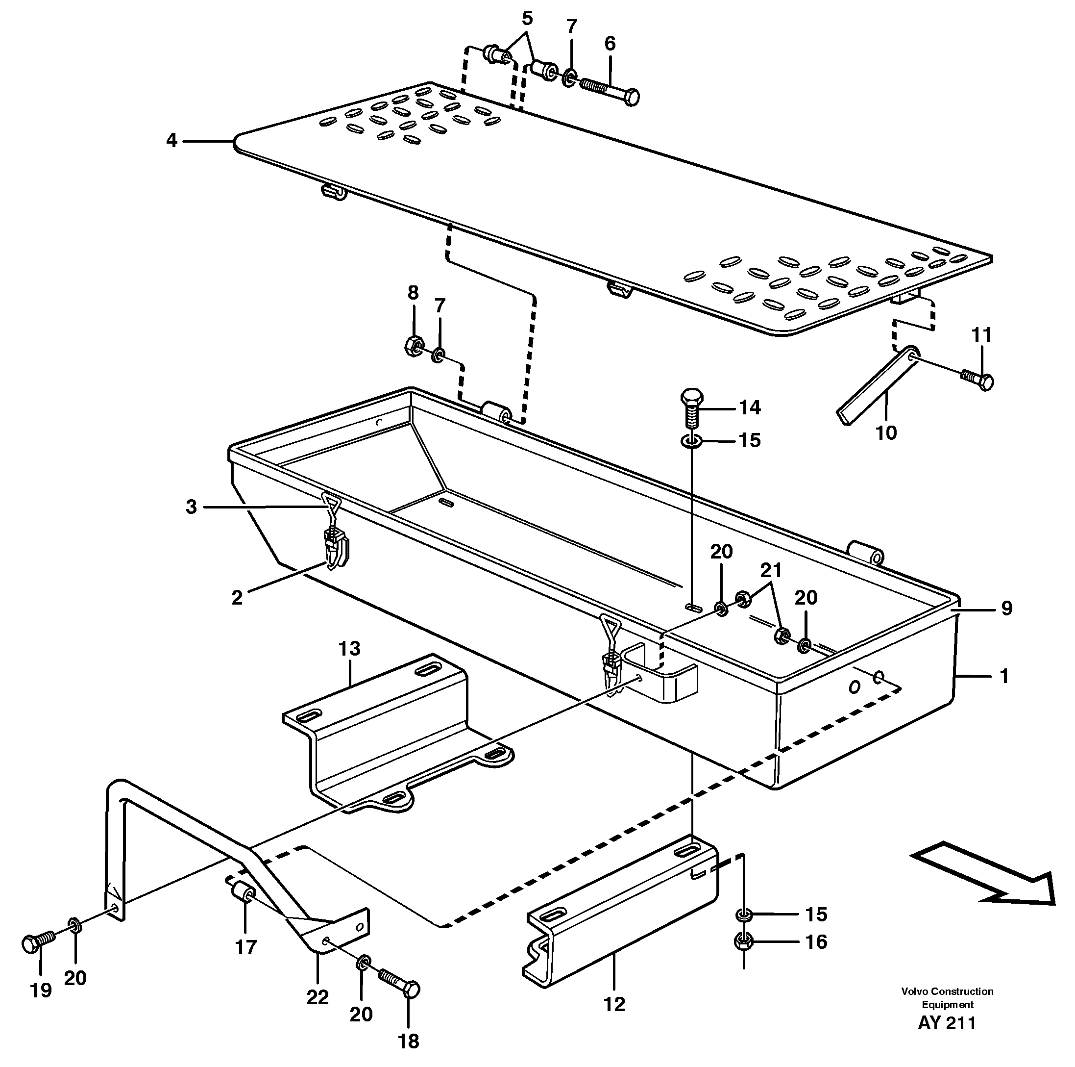 Схема запчастей Volvo L220D - 88132 Tool box L220D SER NO 1001-