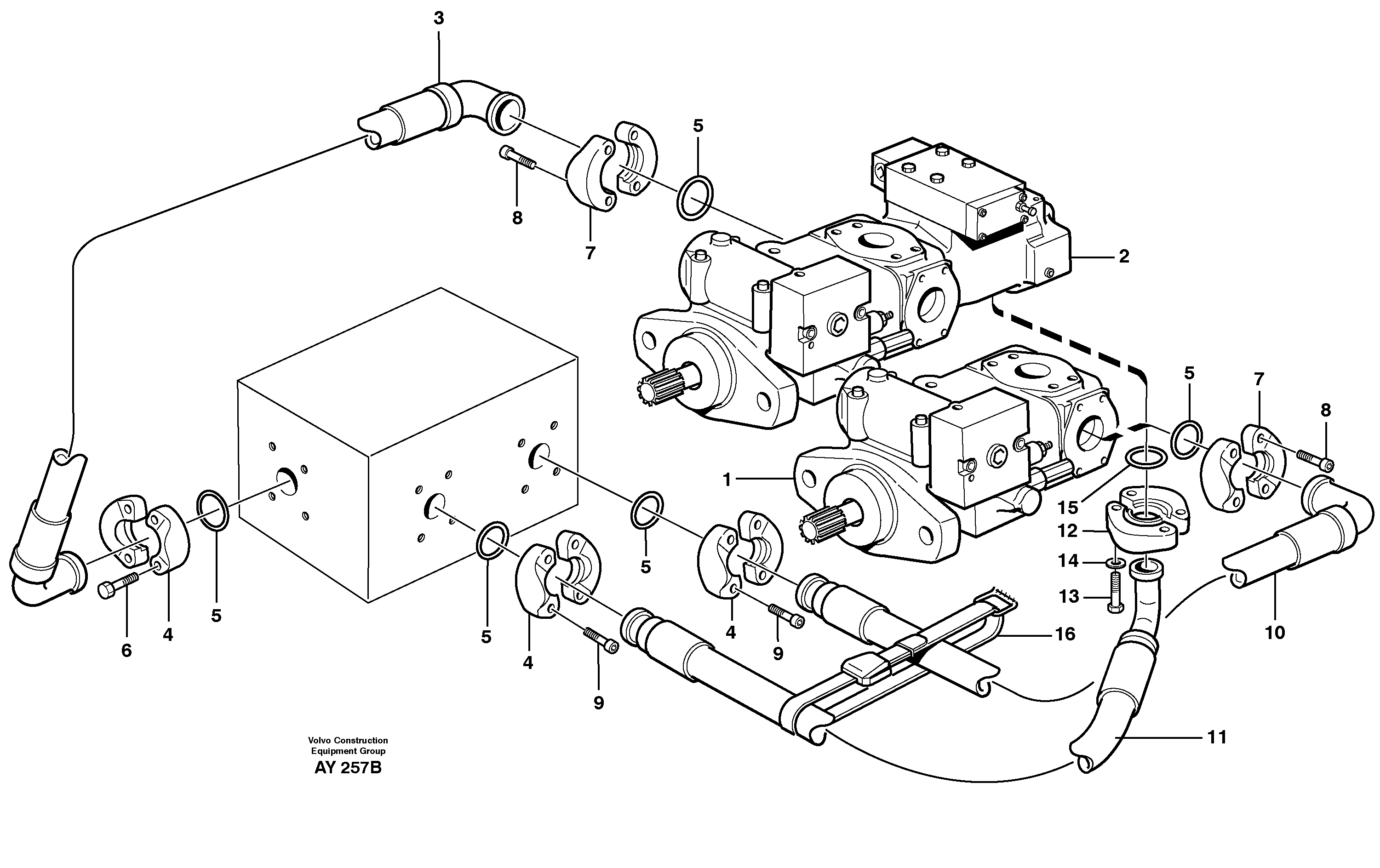 Схема запчастей Volvo L220D - 24103 Hydraulic system, suction line L220D SER NO 1001-