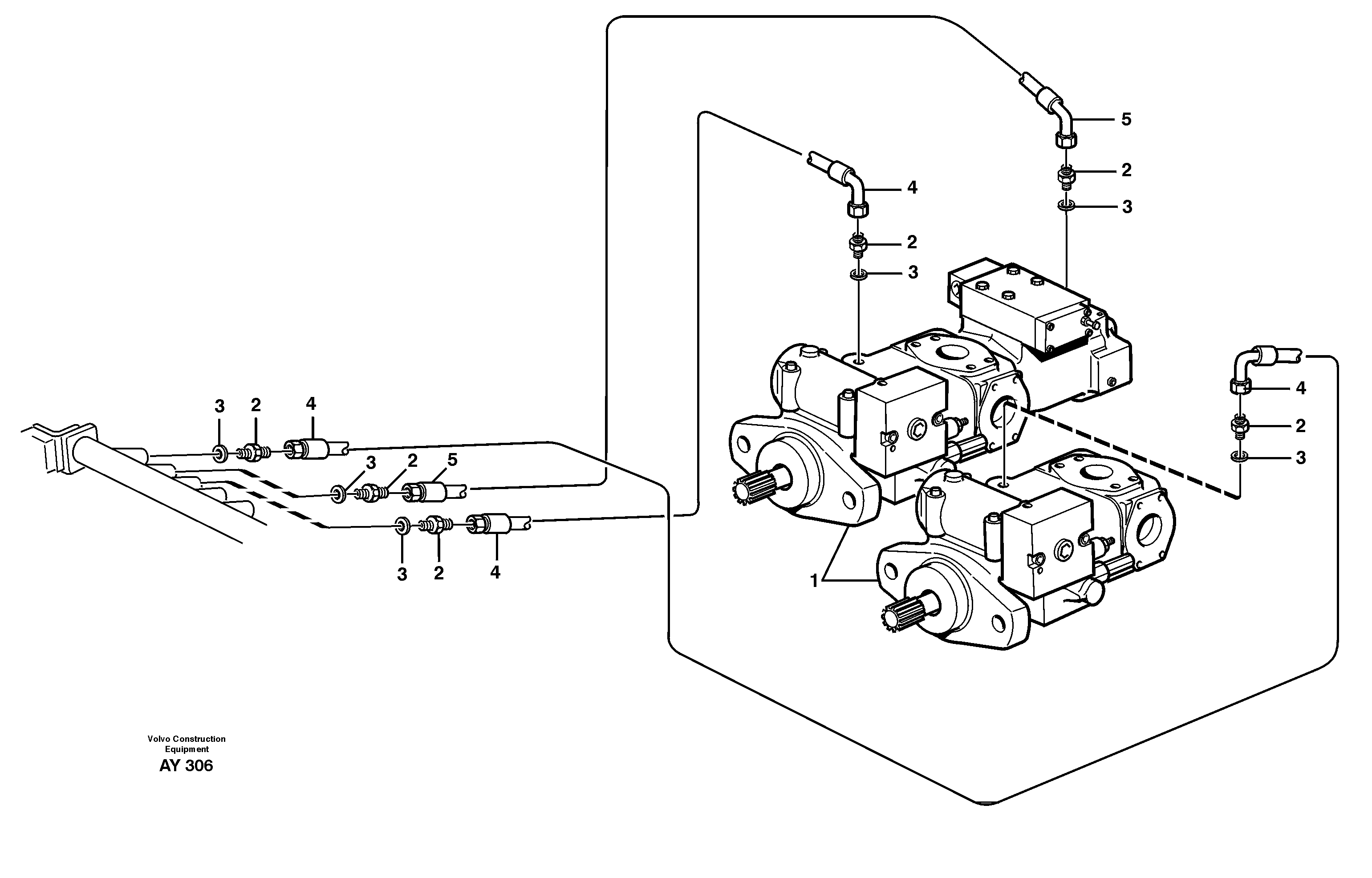 Схема запчастей Volvo L220D - 24104 Hydraulic system, leak-off line from pump to tank L220D SER NO 1001-