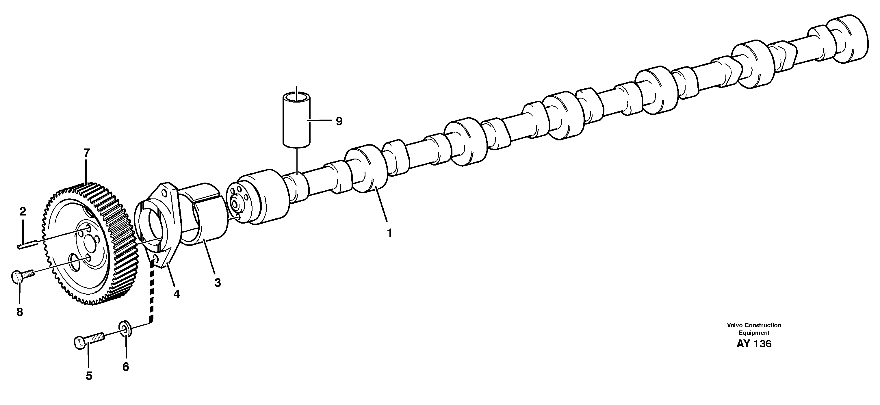 Схема запчастей Volvo L220D - 56986 Распредвал L220D SER NO 1001-