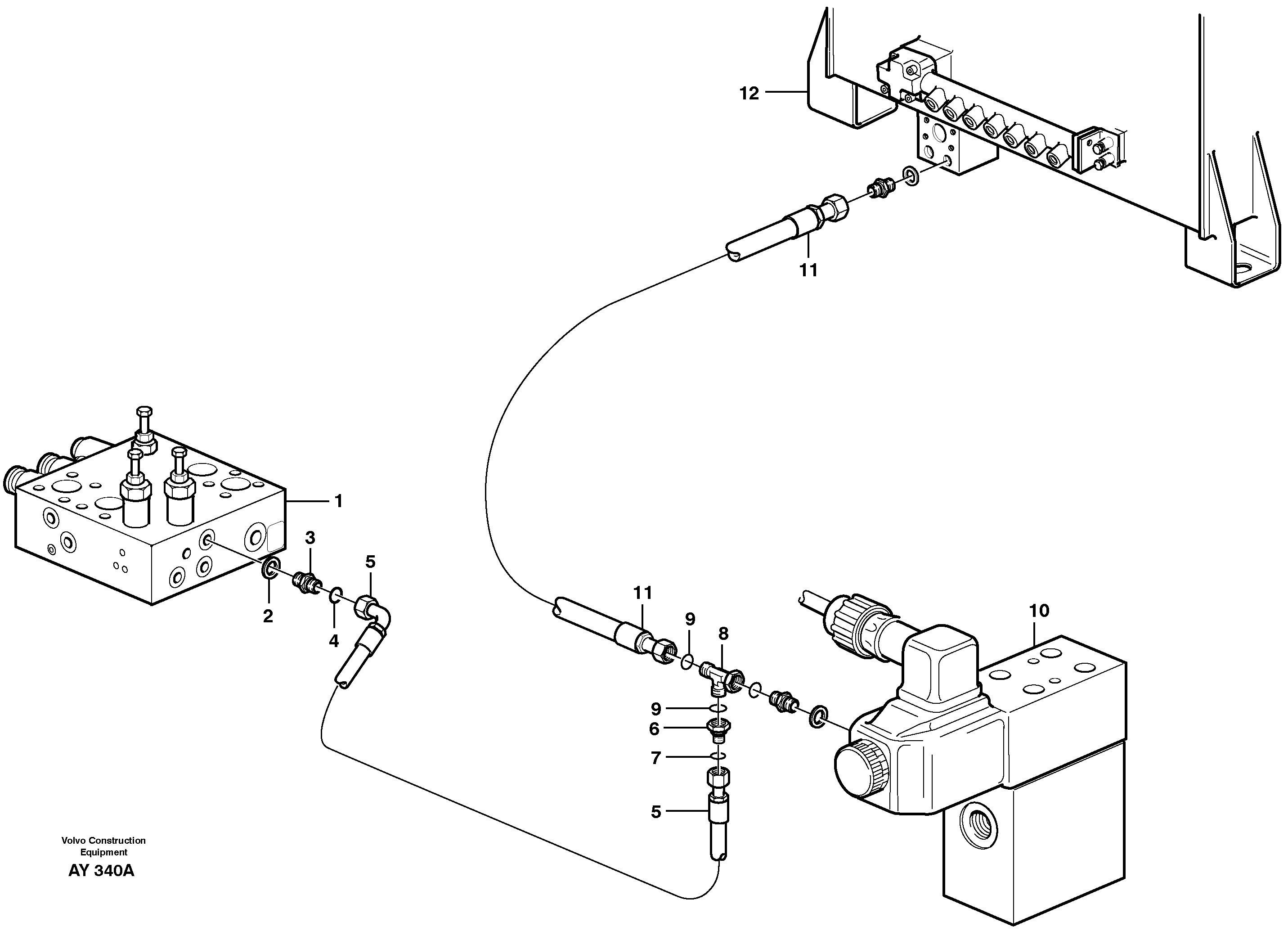 Схема запчастей Volvo L220D - 28084 Hydraulic system, return line - central- block L220D SER NO 1001-