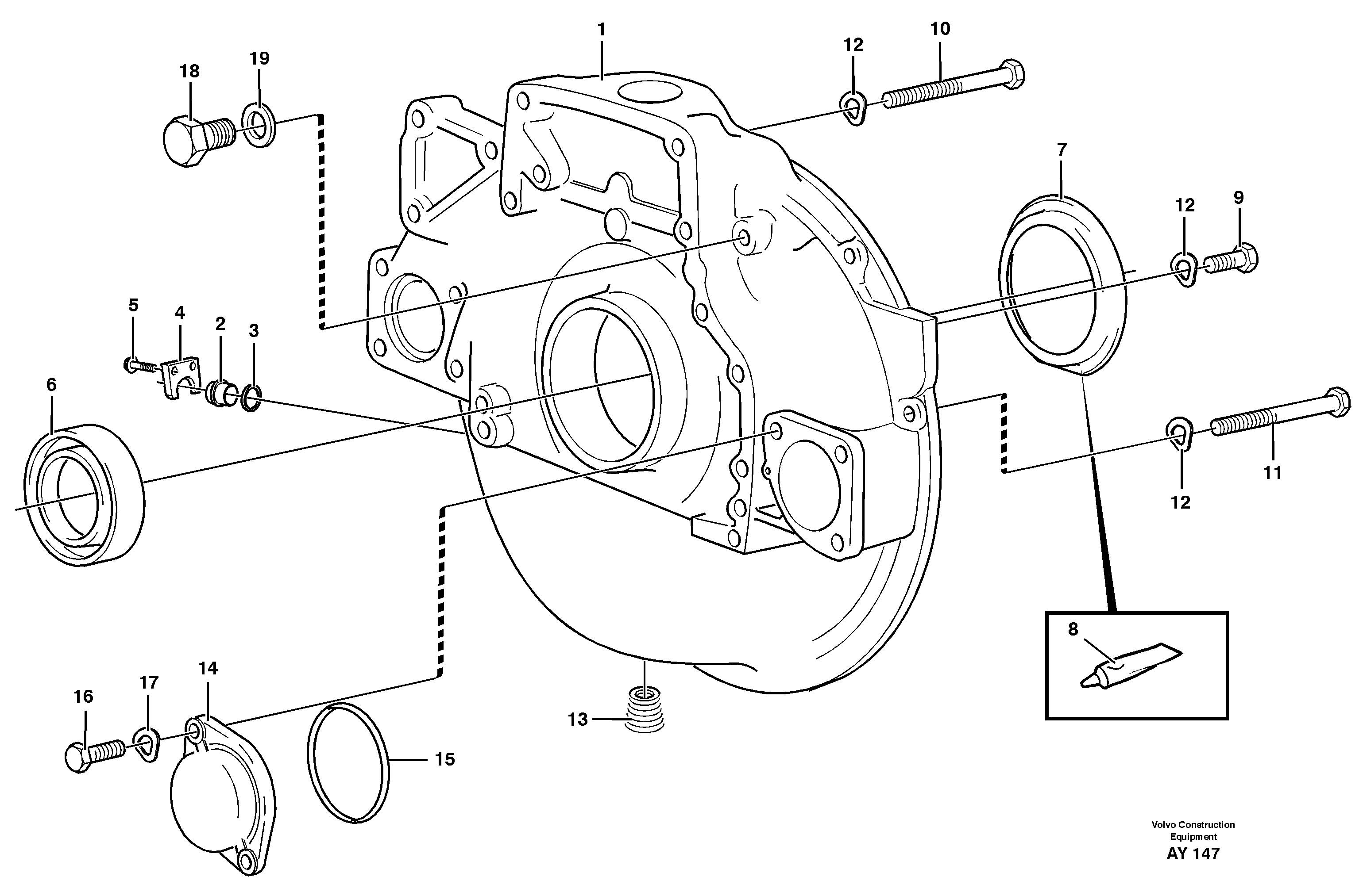 Схема запчастей Volvo L220D - 131 Картер маховика L220D SER NO 1001-