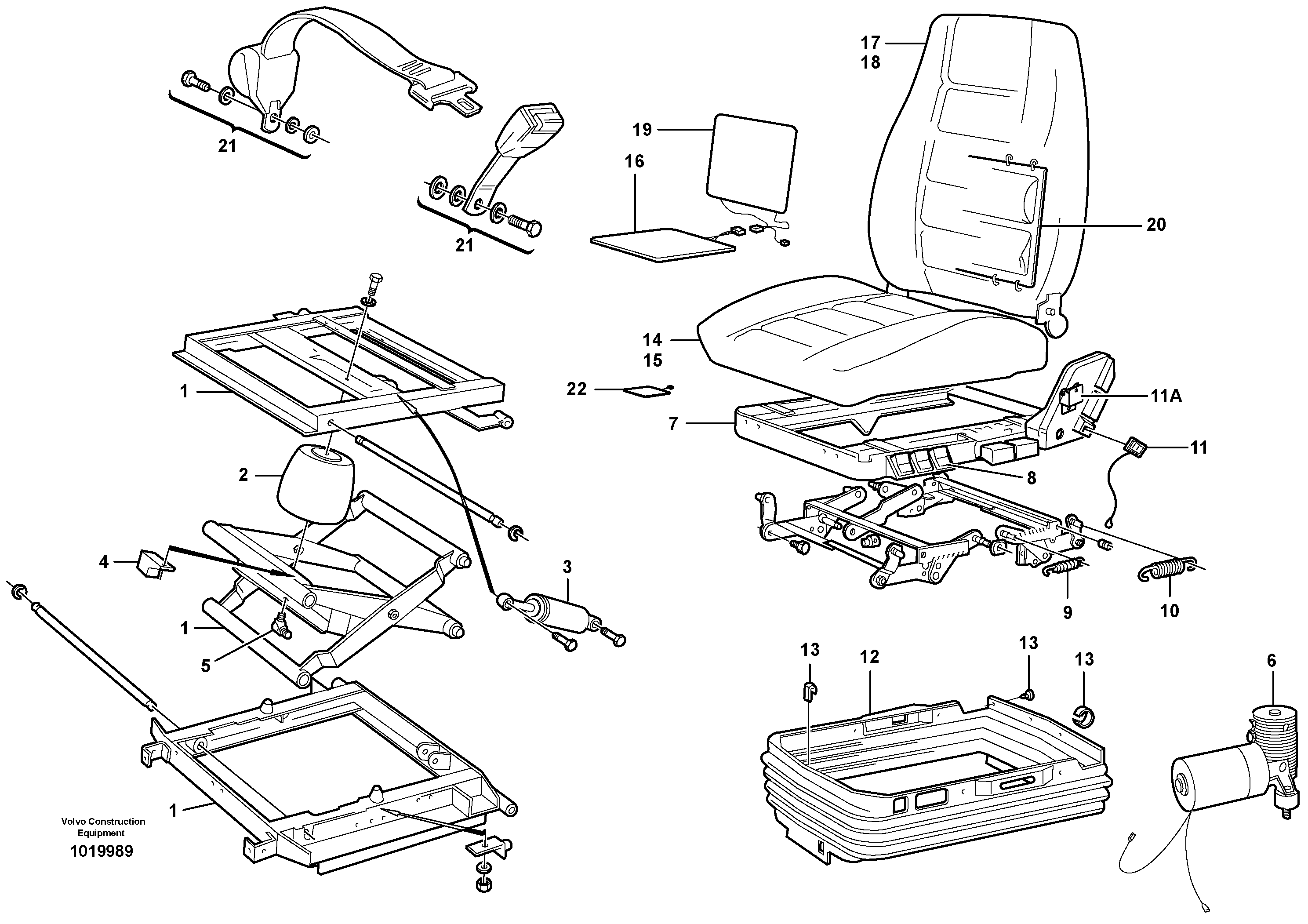 Схема запчастей Volvo L330D - 57292 Operators seat, heated, air suspensioned L330D