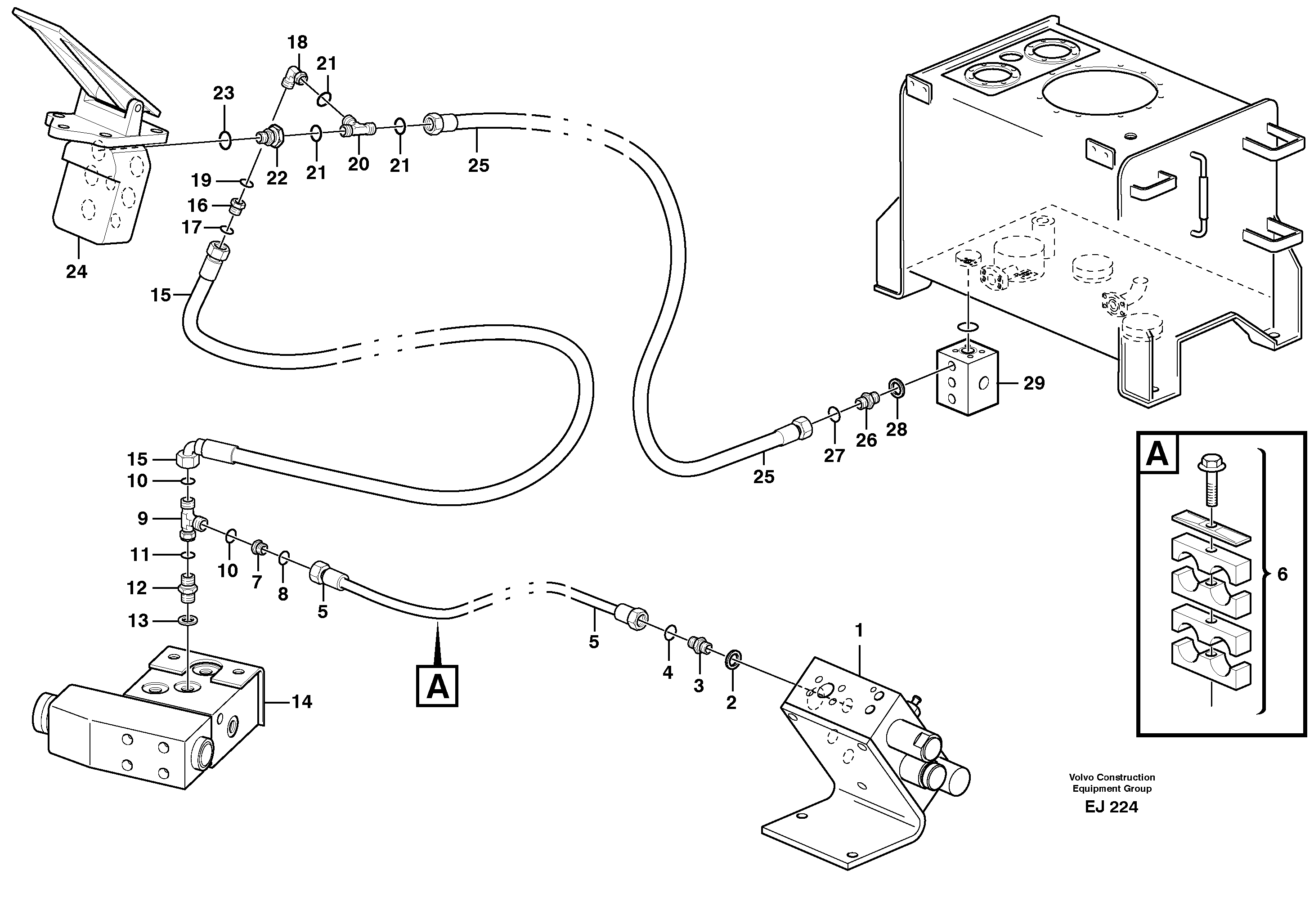 Схема запчастей Volvo L330D - 51743 Draining line, central block L330D