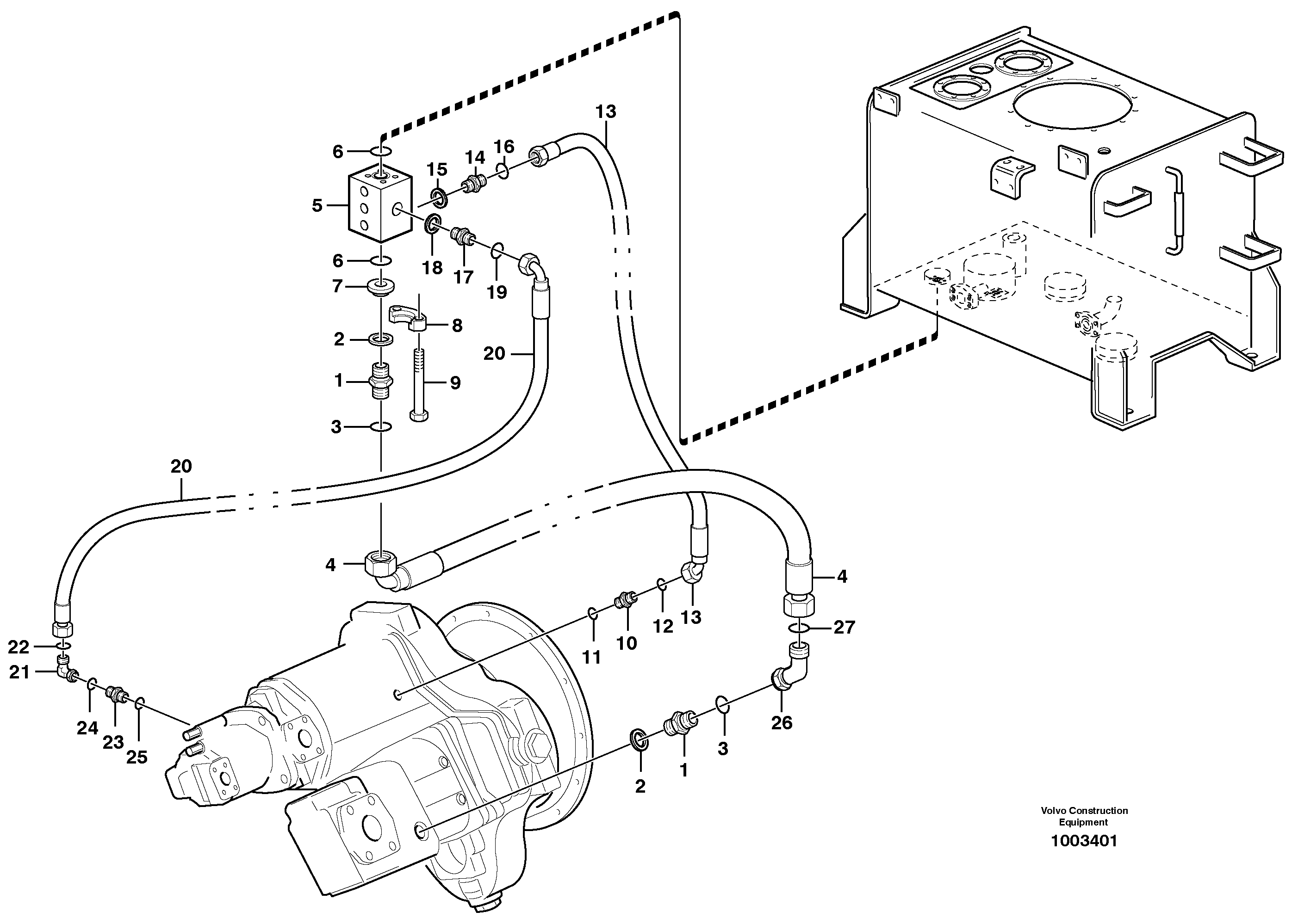 Схема запчастей Volvo L330D - 56347 Oil-bleed line, pump L330D
