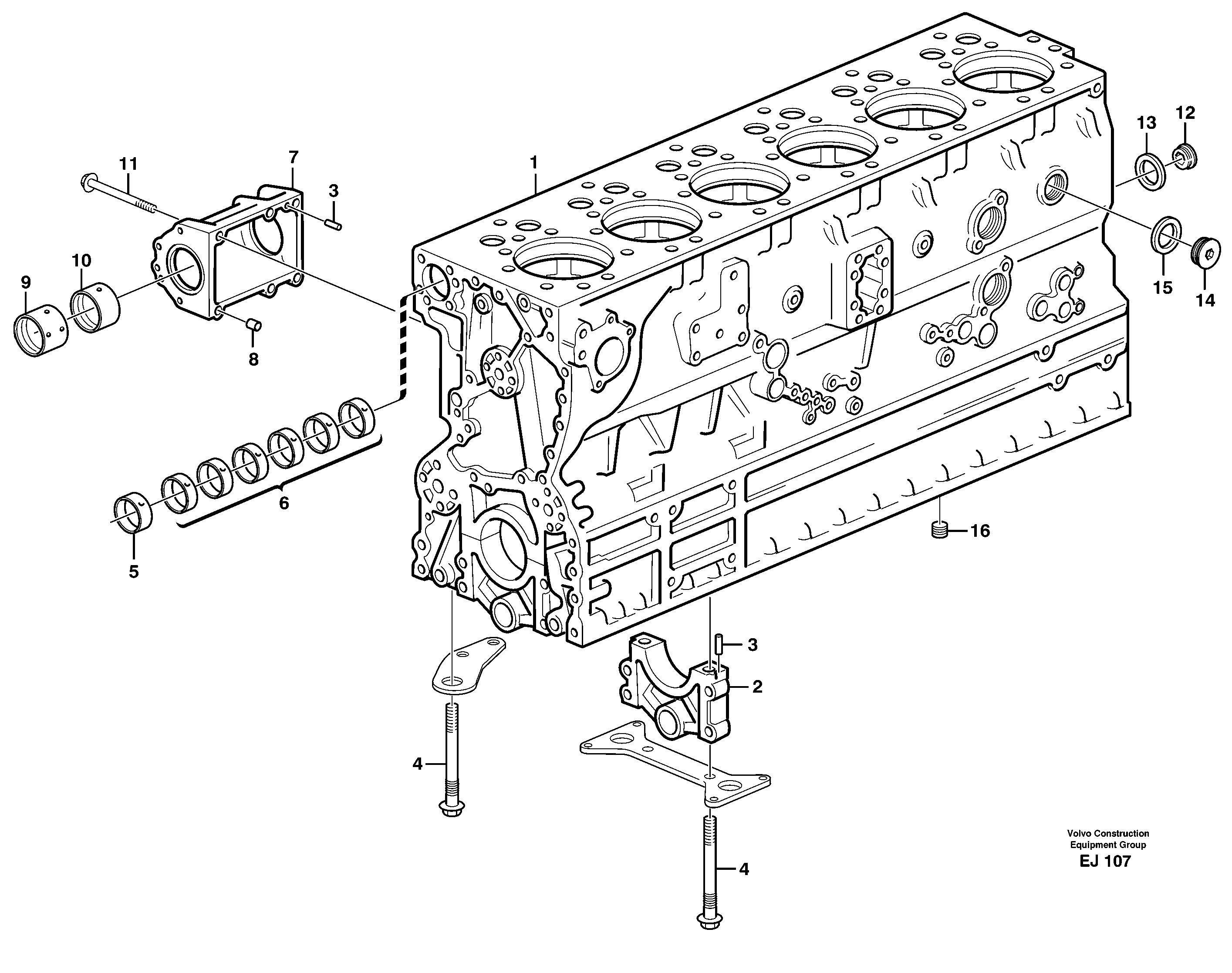 Схема запчастей Volvo L330D - 24332 Блок цилиндров L330D