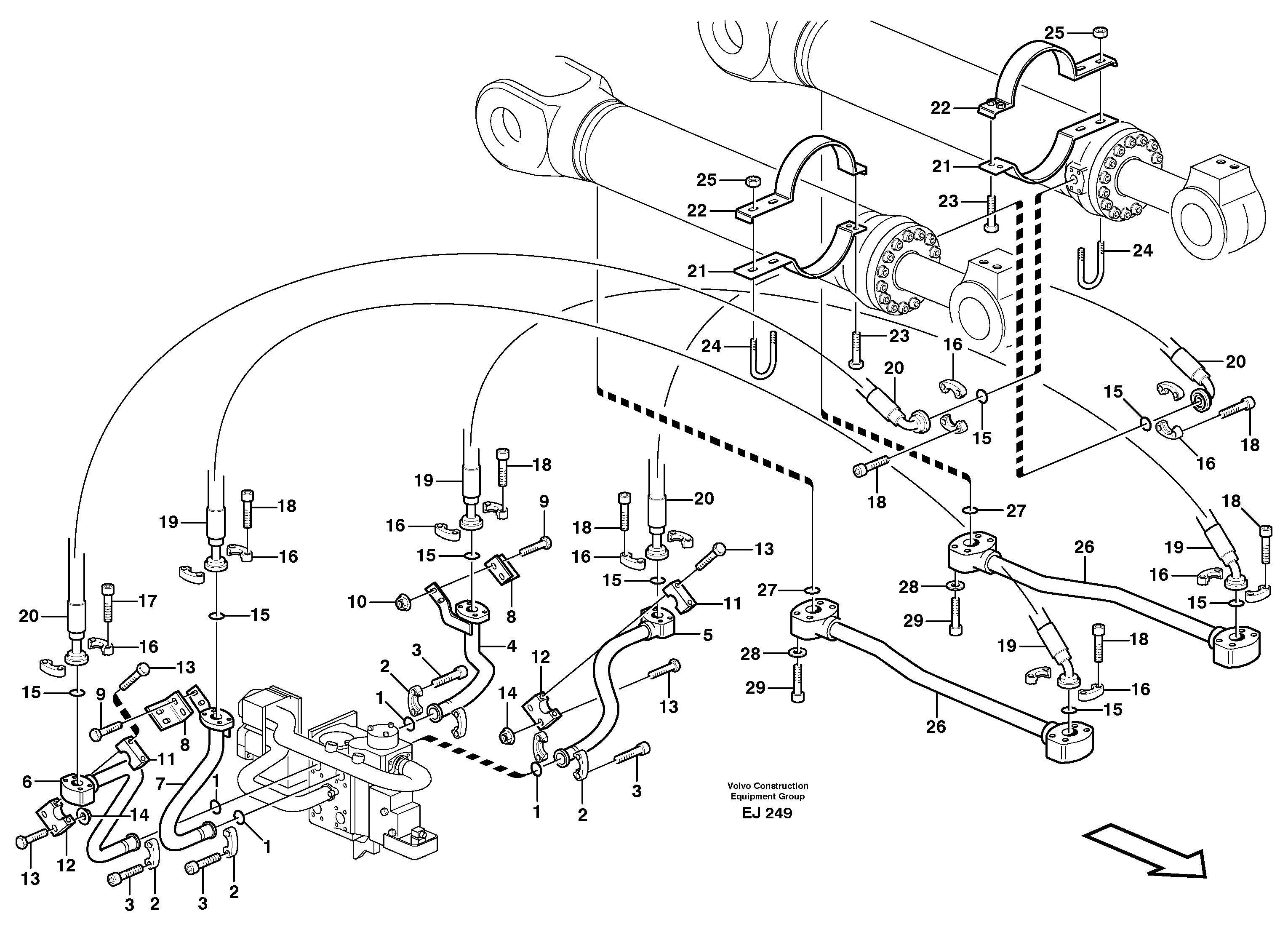 Схема запчастей Volvo L330D - 60499 Tilt function L330D