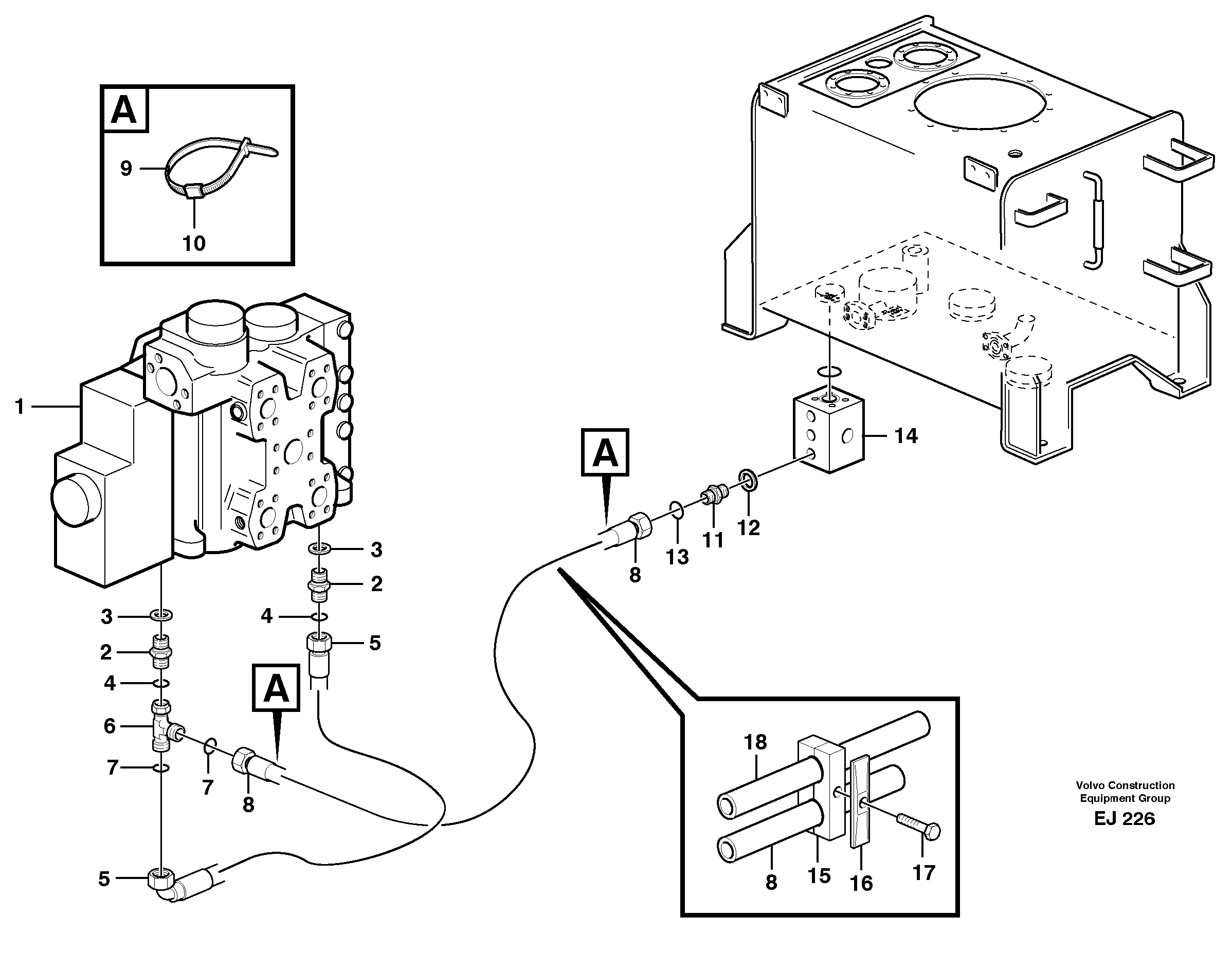 Схема запчастей Volvo L330D - 7056 Draining line - control valve L330D
