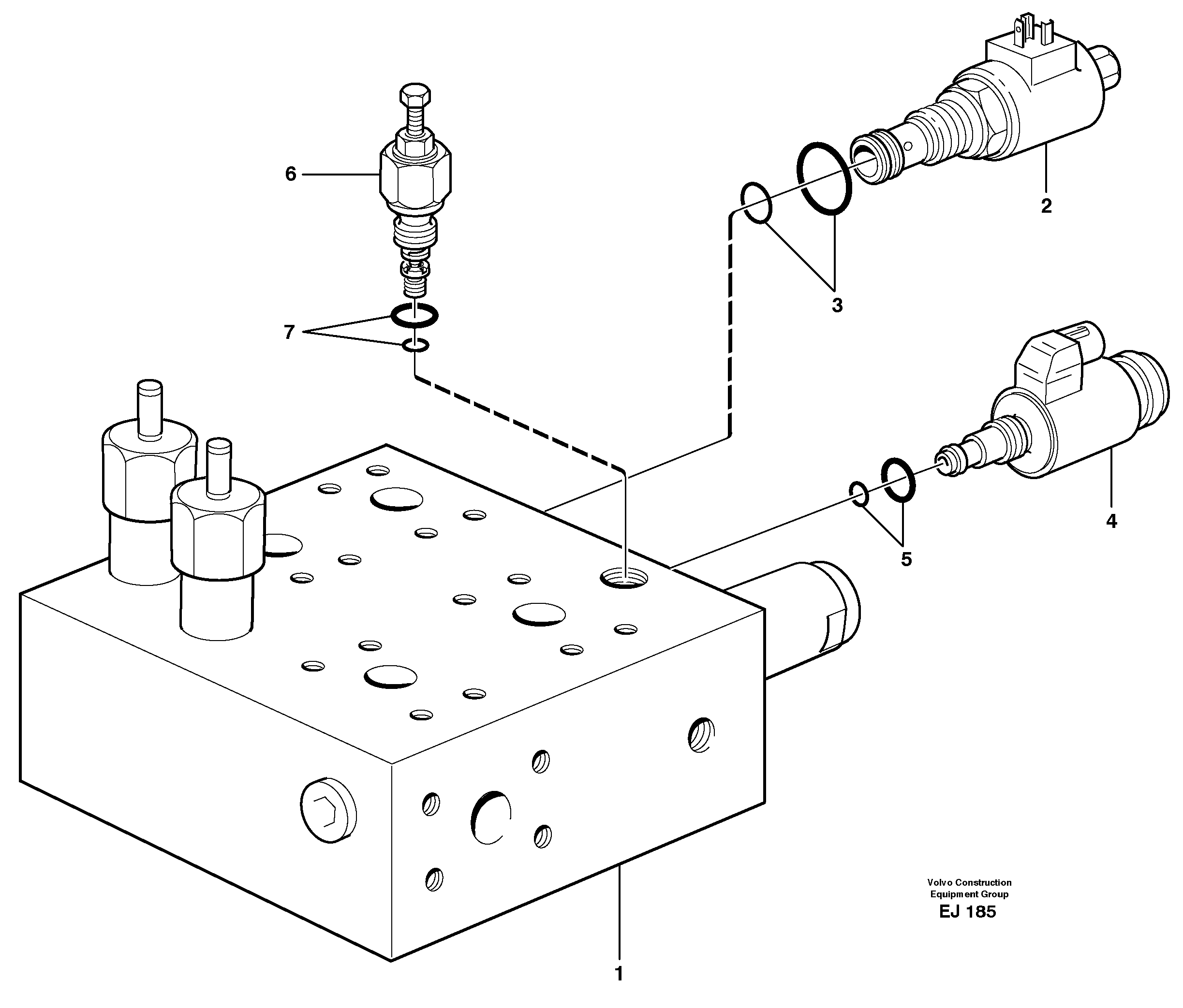 Схема запчастей Volvo L330D - 36109 Valve body: Central block L330D