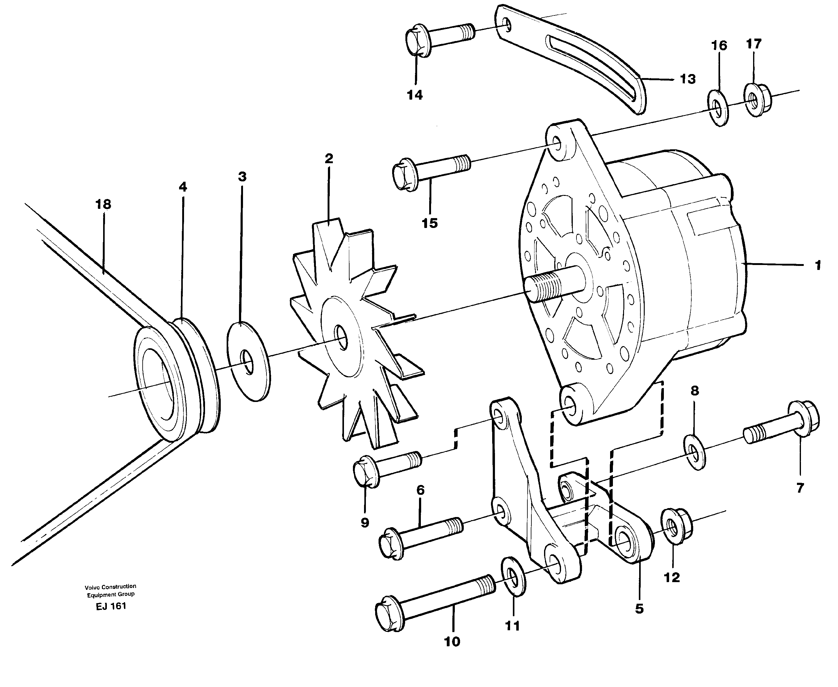 Схема запчастей Volvo L330D - 43419 Alternator with assembling details L330D