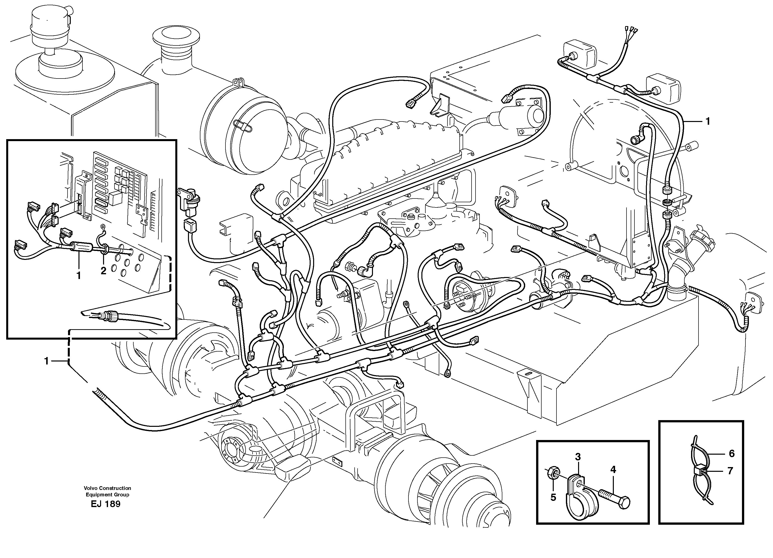 Схема запчастей Volvo L330D - 27021 Rear cable harness with assembly parts L330D