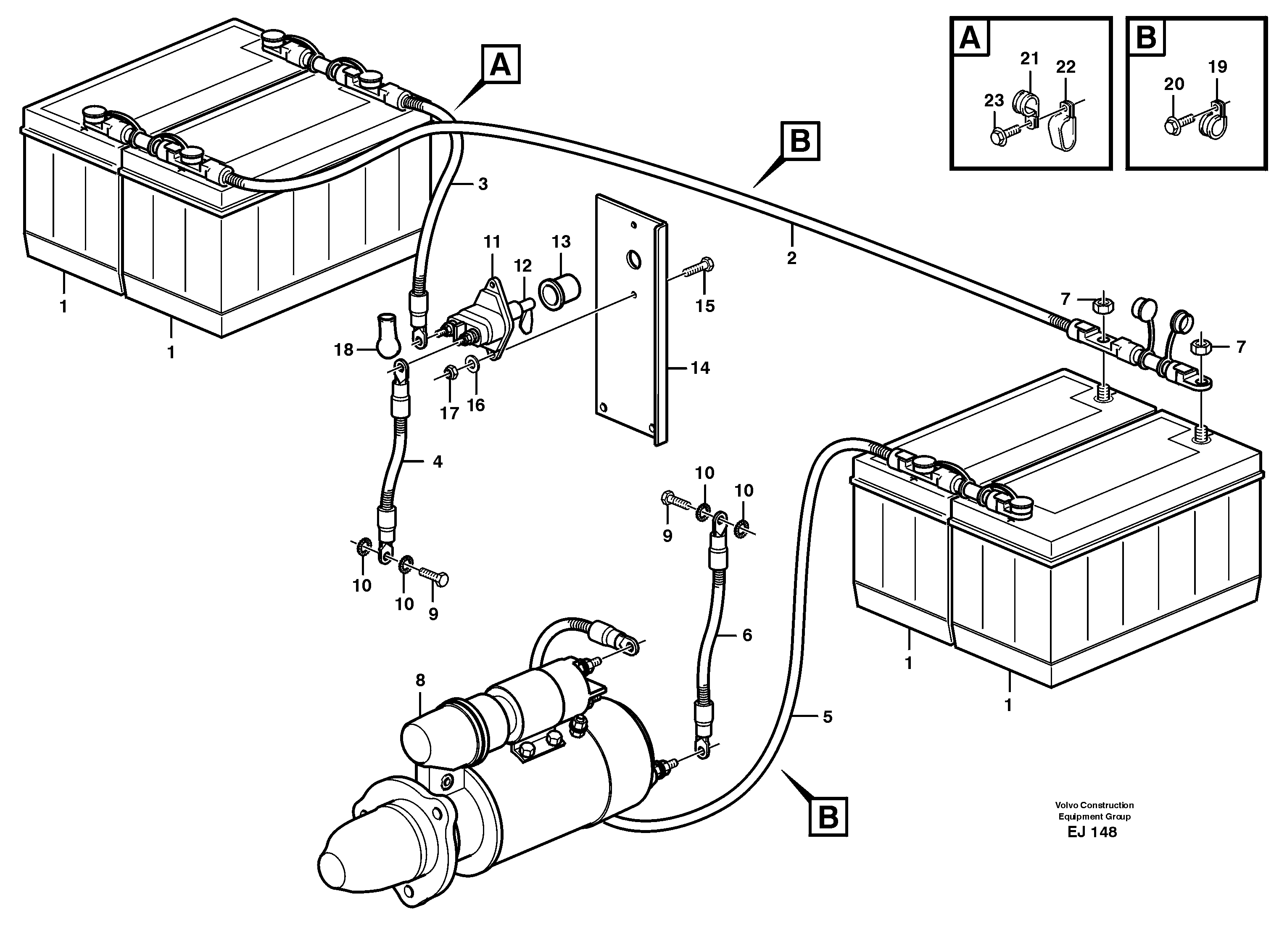 Схема запчастей Volvo L330D - 42240 Battery cable and main switch L330D
