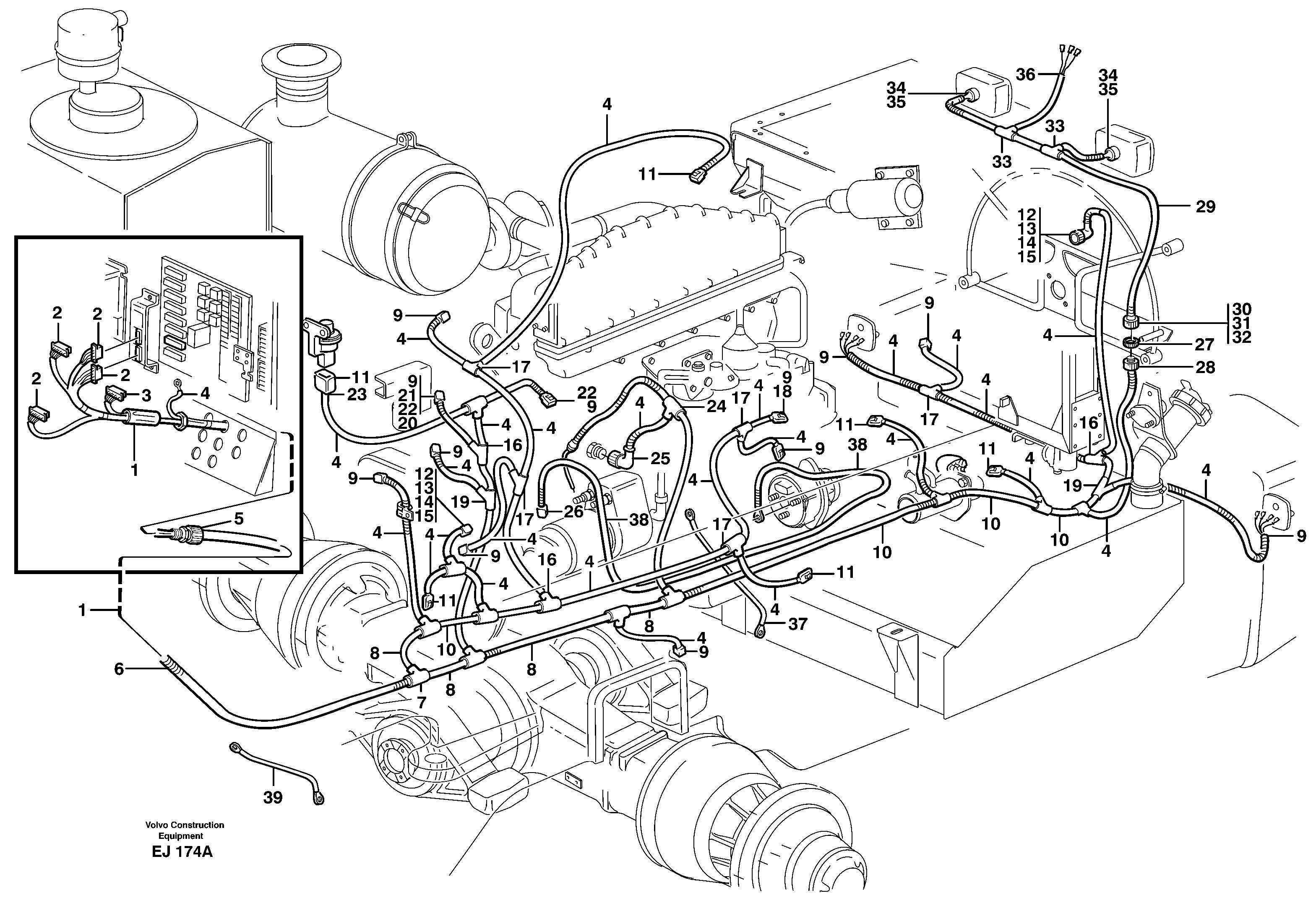 Схема запчастей Volvo L330D - 47278 Cable harnesses, rear L330D