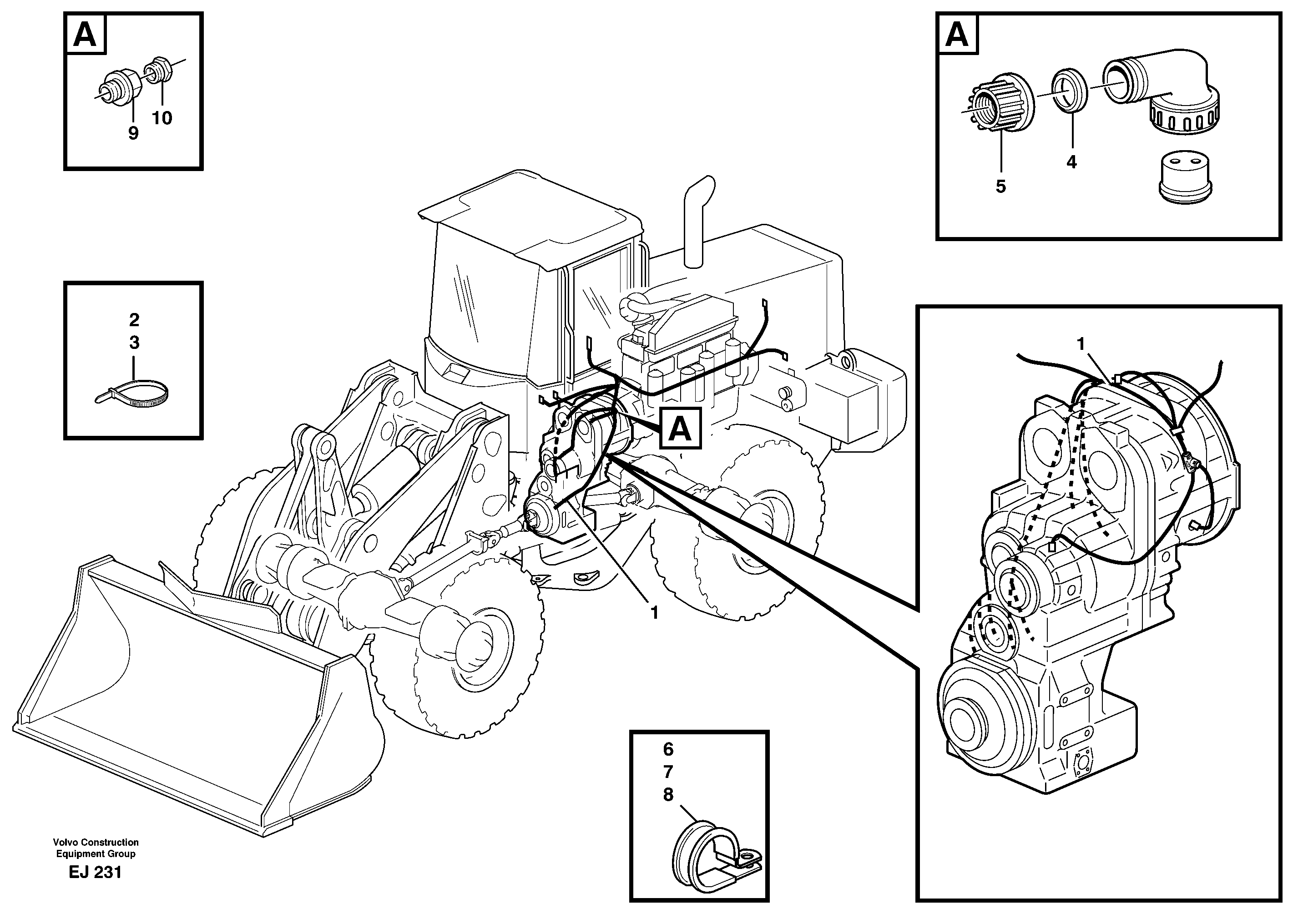 Схема запчастей Volvo L330D - 61984 Cable harness, transmission with fittings L330D