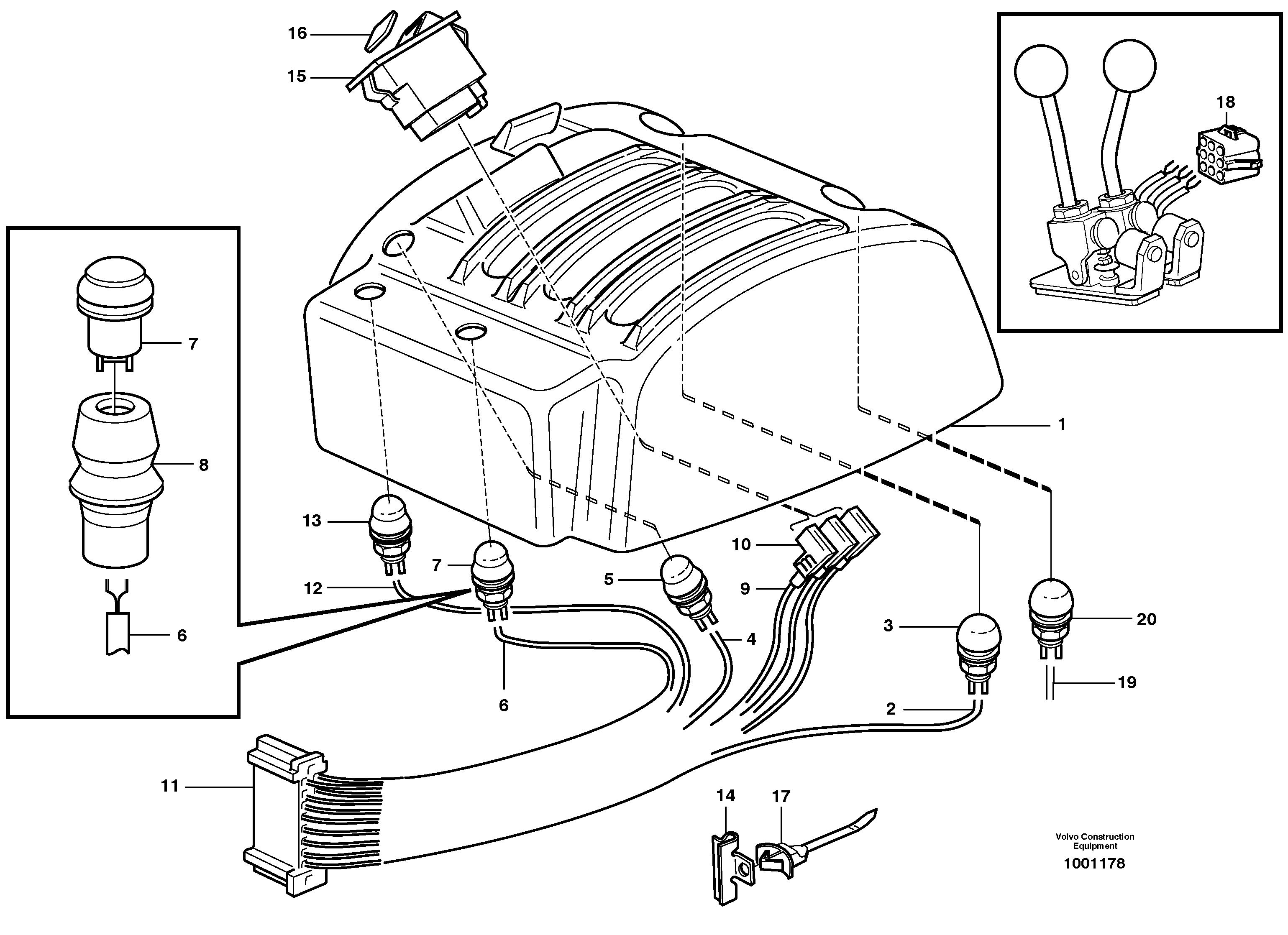 Схема запчастей Volvo L330D - 61990 Cable harnesses, servo valve L330D