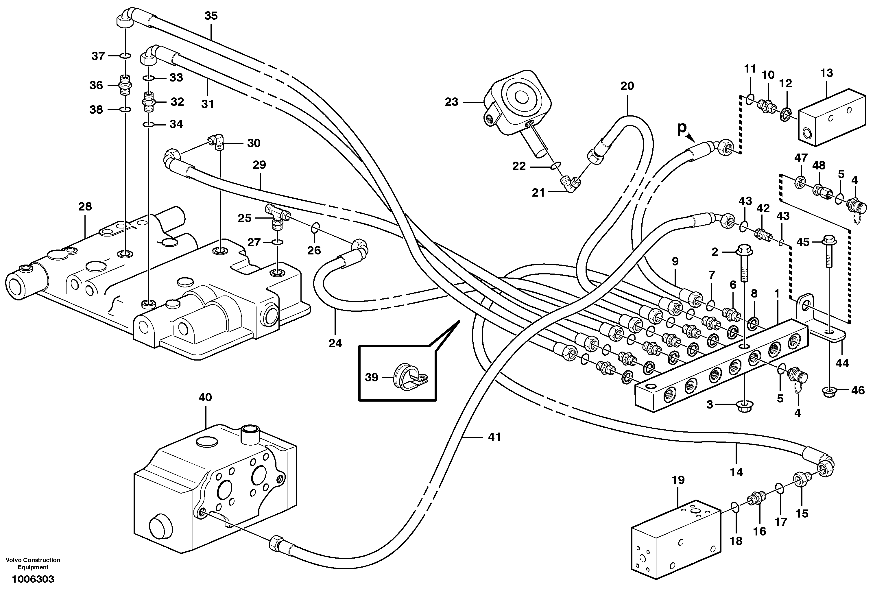 Схема запчастей Volvo L330D - 37333 Testing nipples L330D