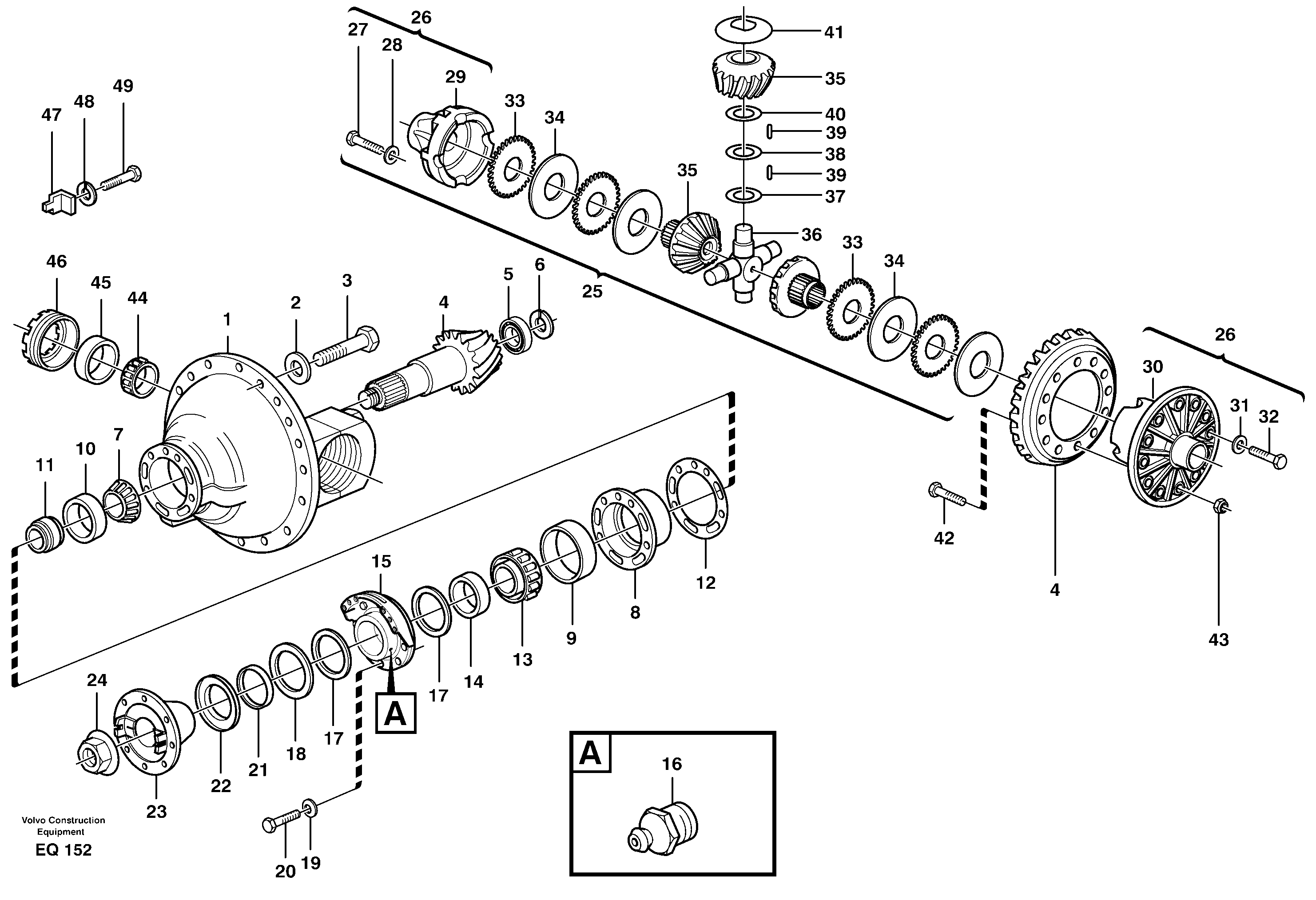 Схема запчастей Volvo L330D - 83702 Differential carrier, forward L330D