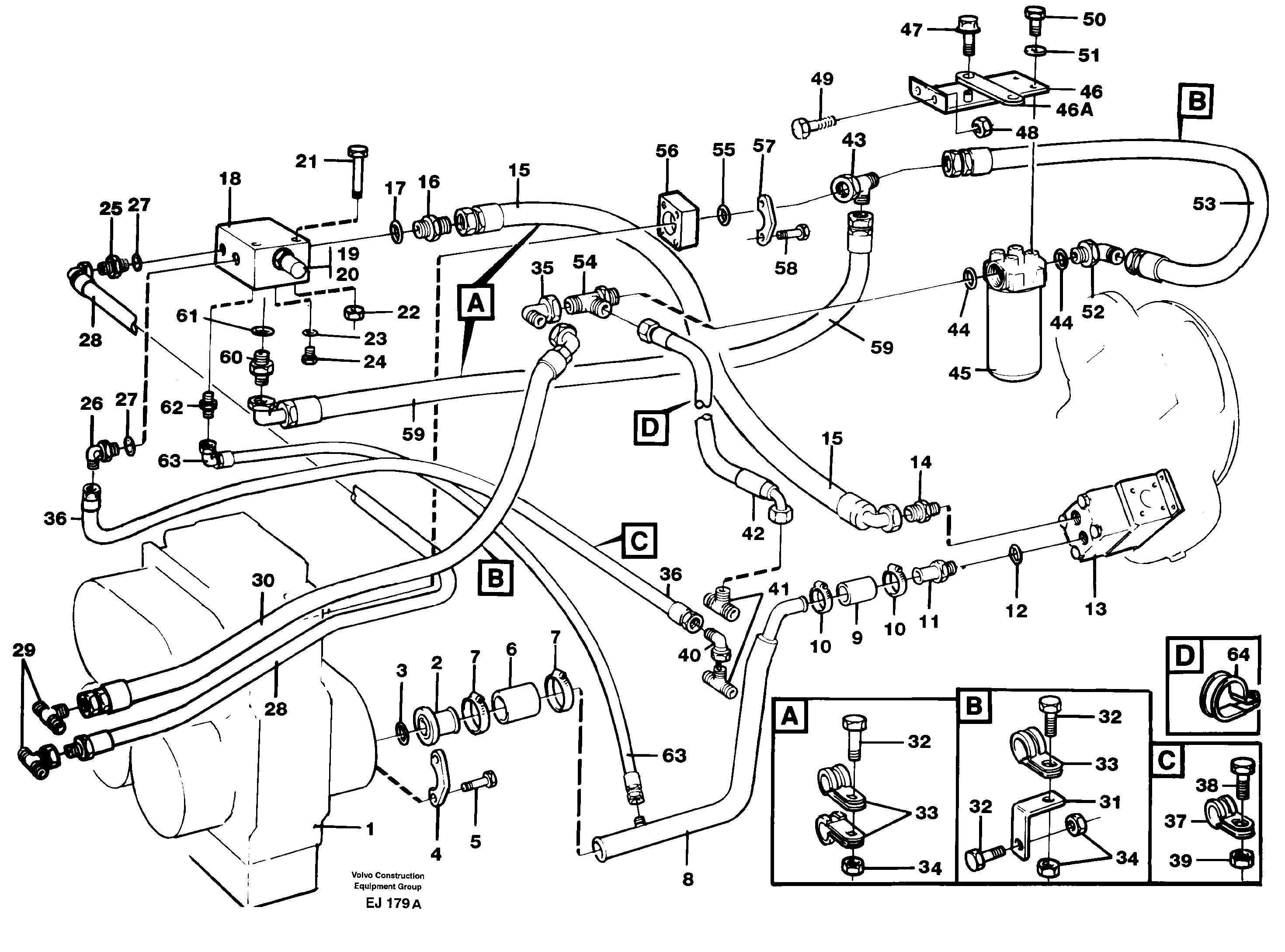 Схема запчастей Volvo L330D - 95220 Система охлаждения для тормозов (тормозная) L330D