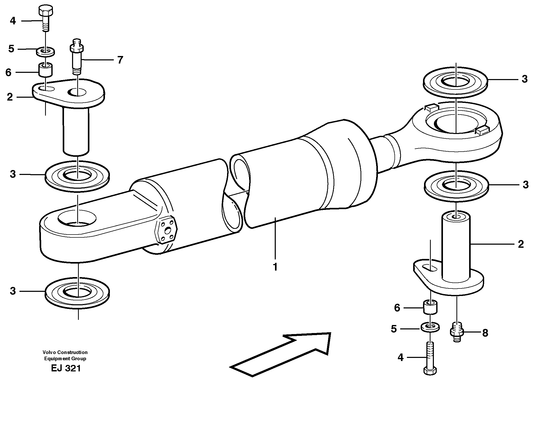 Схема запчастей Volvo L330D - 61995 Hydraulic cylinder with fitting parts L330D