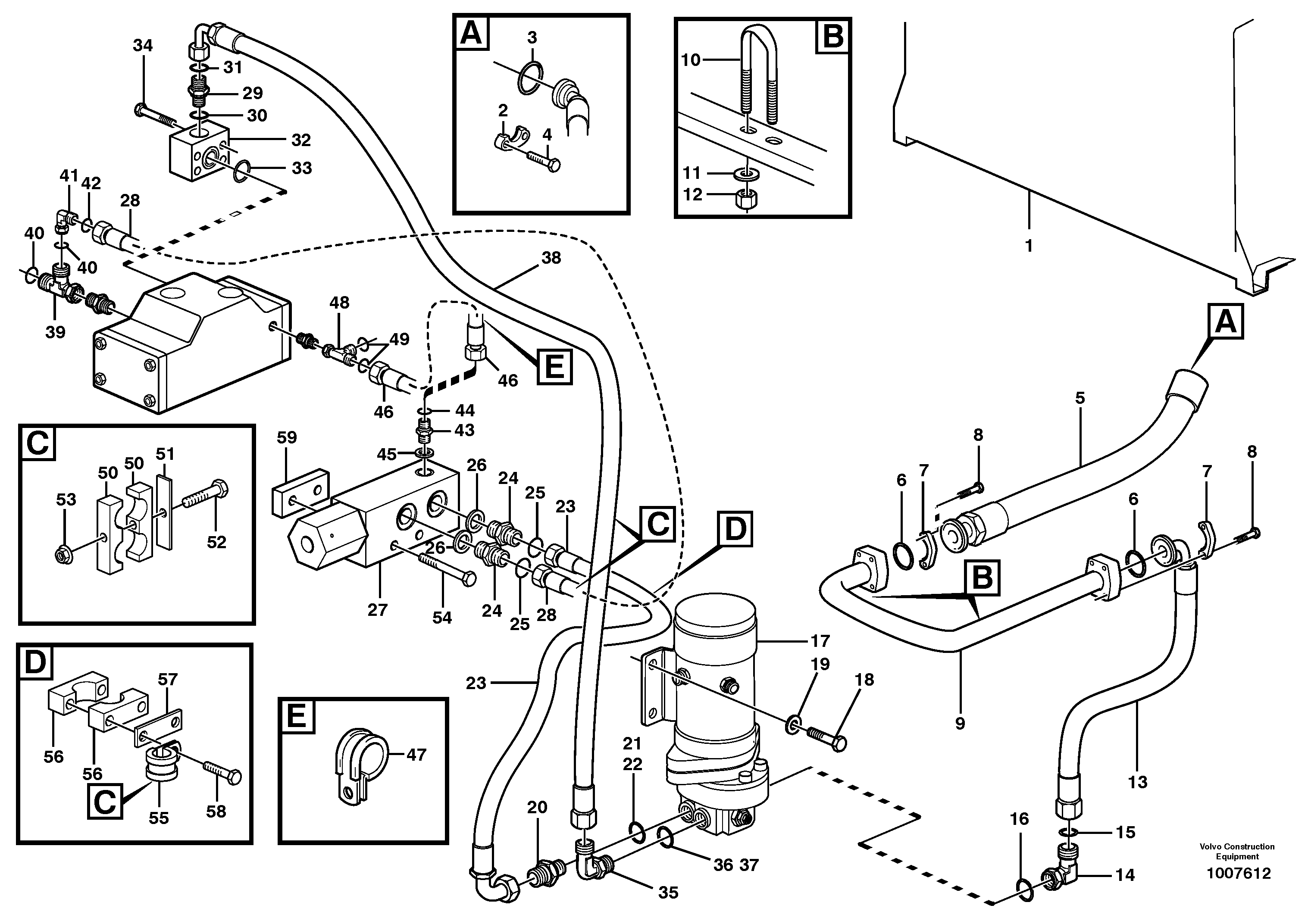 Схема запчастей Volvo L330D - 47957 Secondary steering system L330D