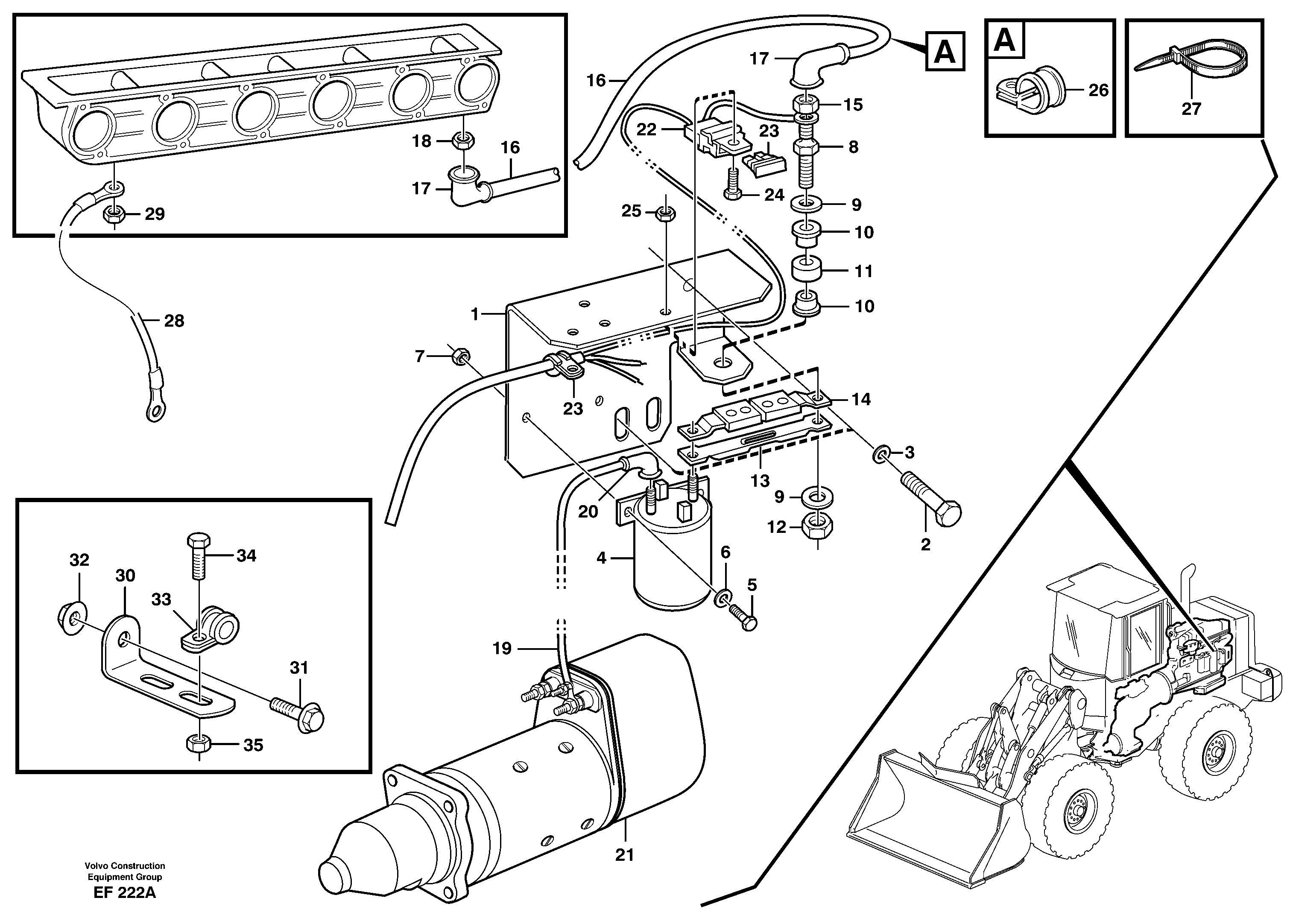 Схема запчастей Volvo L150D - 103838 Pre-heater with fitting parts L150D
