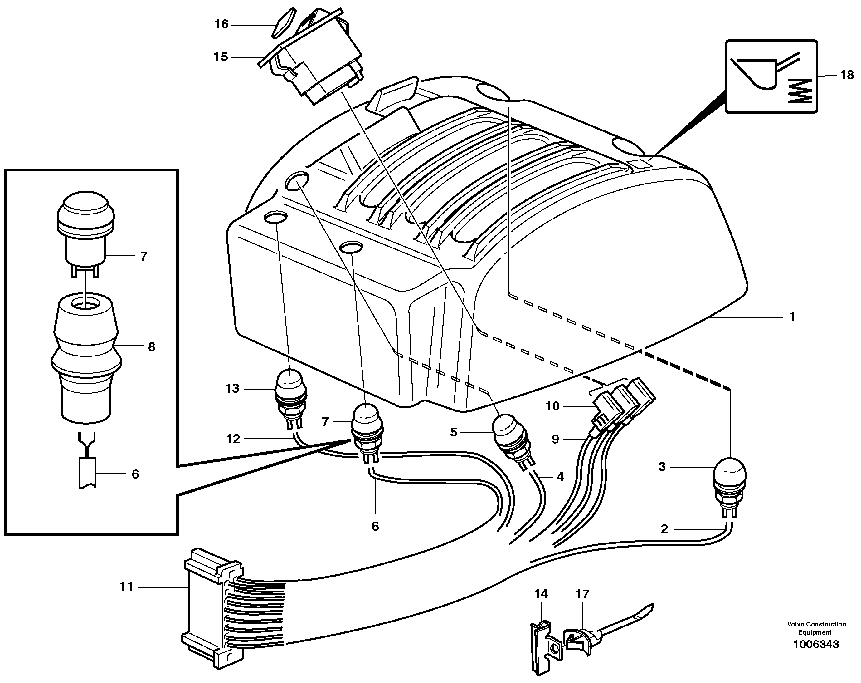 Схема запчастей Volvo L150D - 67013 Cable harnesses, servo valve L150D