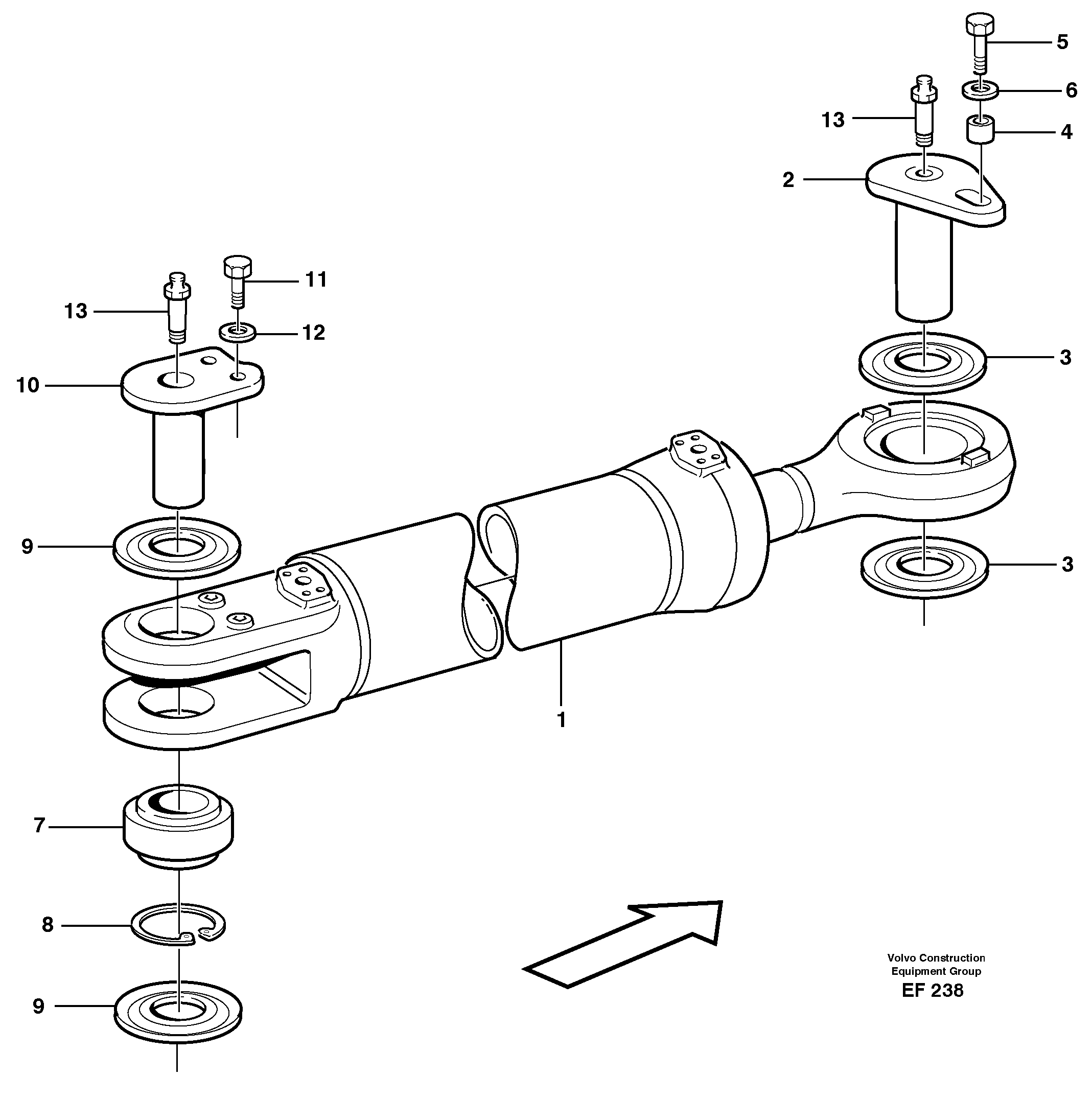 Схема запчастей Volvo L150D - 11678 Hydraulic cylinder with fitting parts L150D