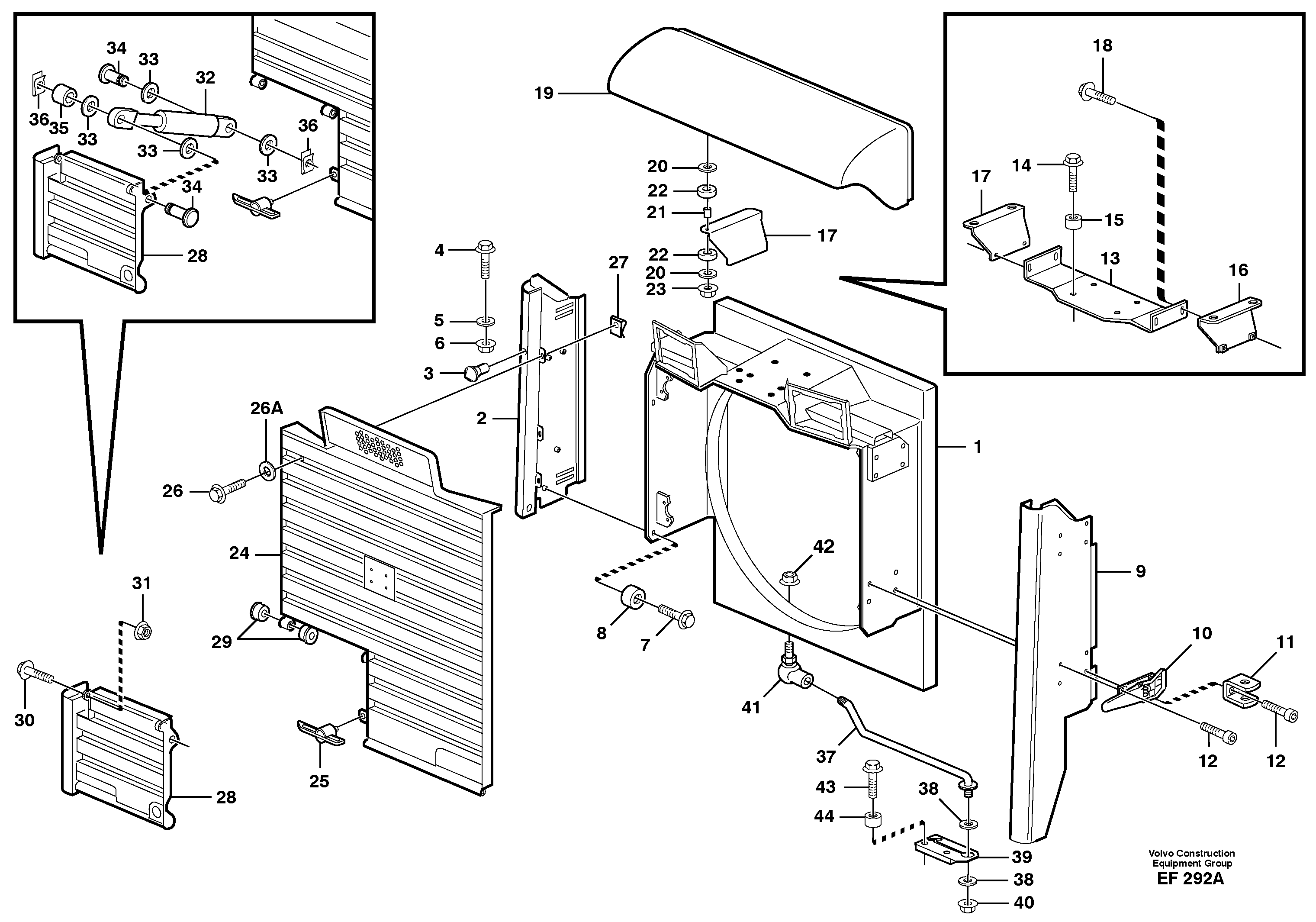 Схема запчастей Volvo L150D - 81708 Radiator casing L150D
