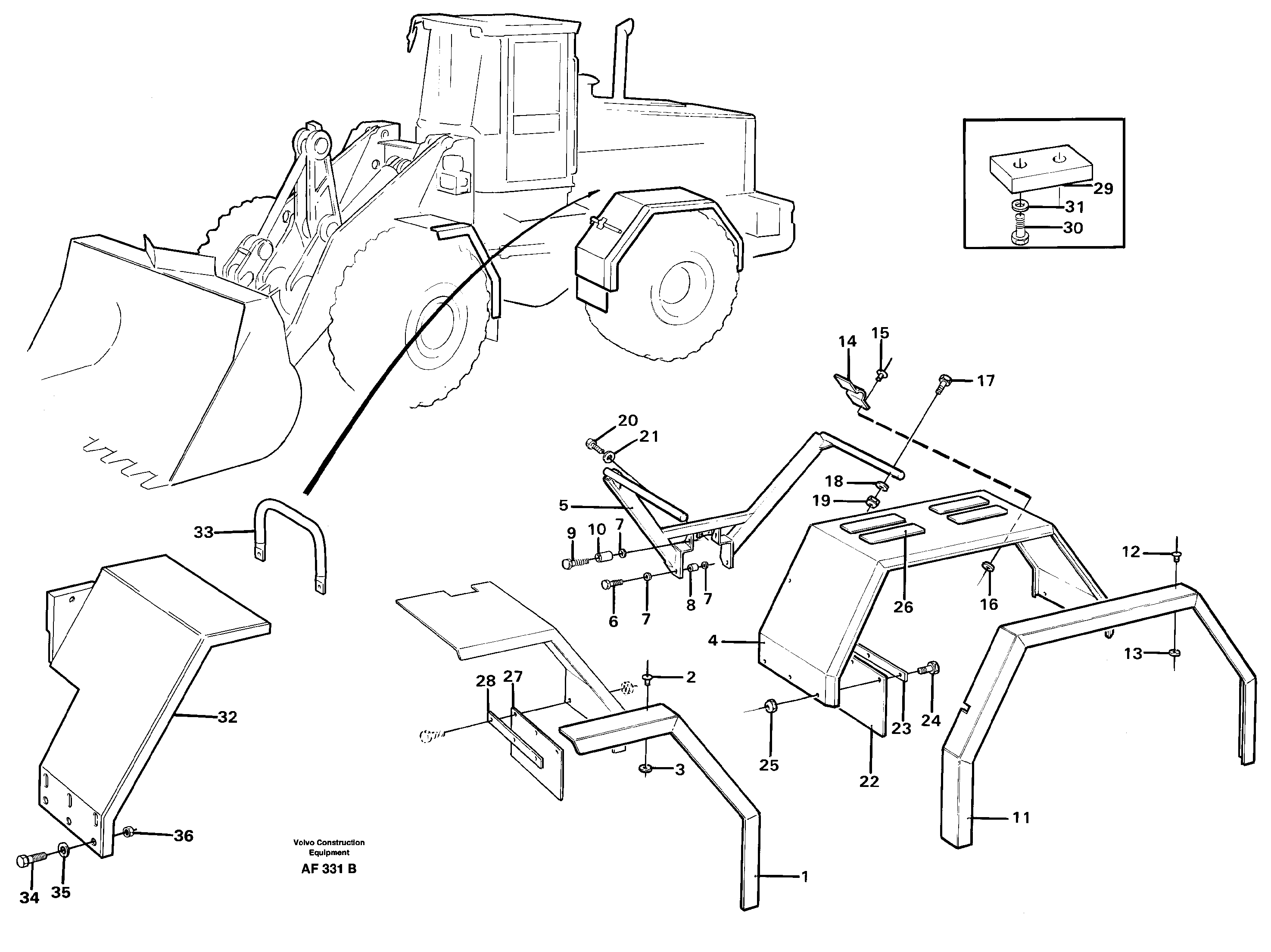 Схема запчастей Volvo L150D - 77614 Extended fender L150D