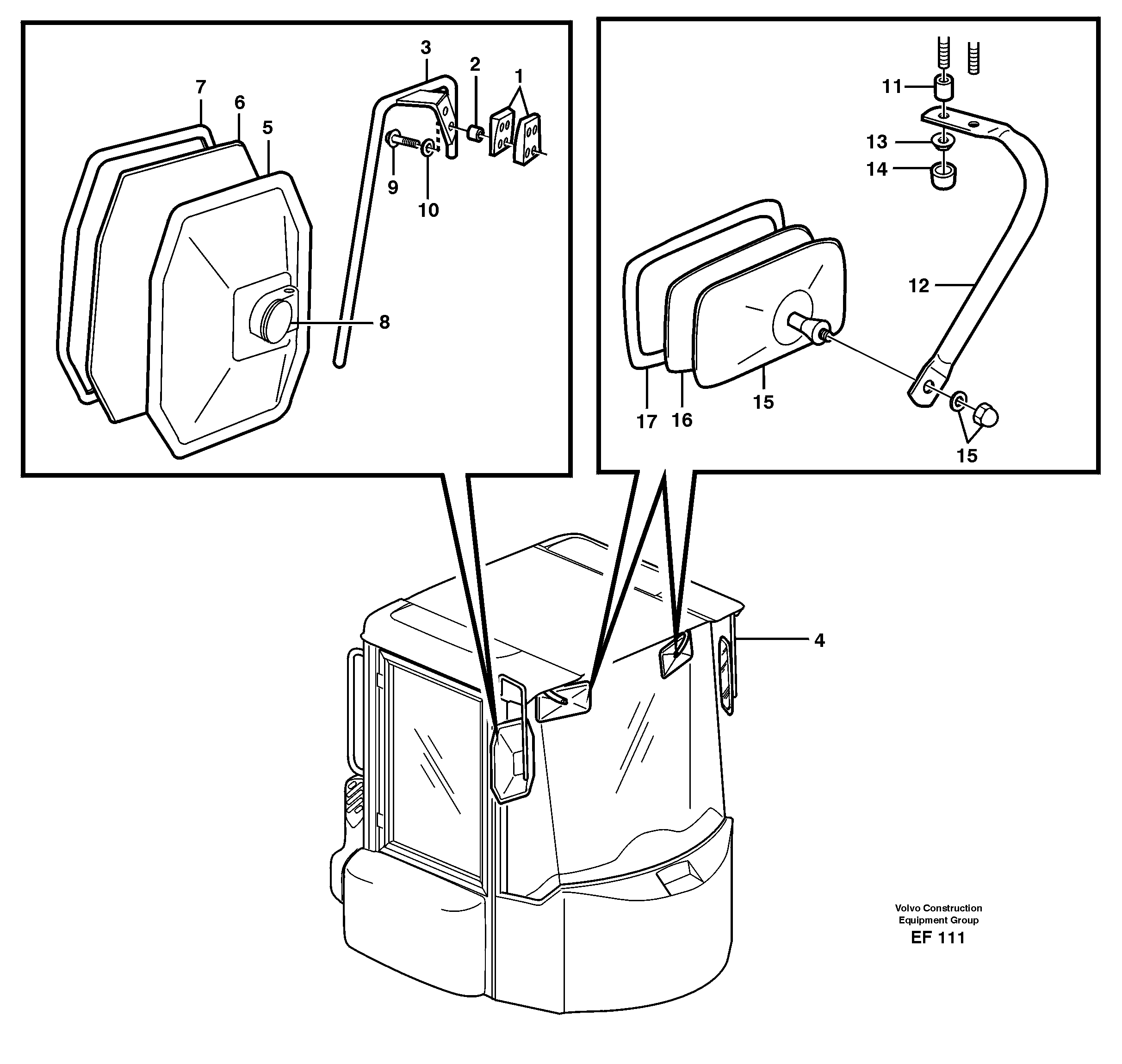 Схема запчастей Volvo L150D - 89440 Rear view mirror L150D