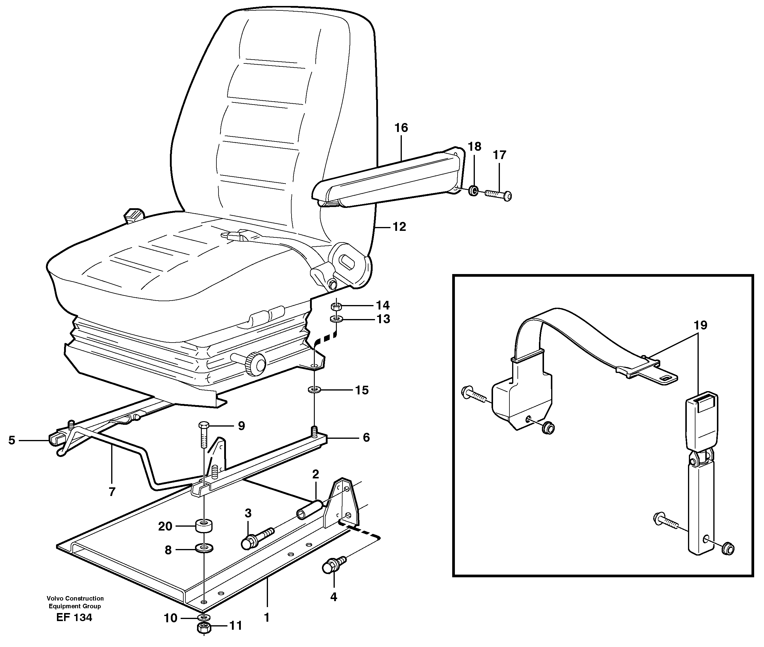 Схема запчастей Volvo L150D - 84768 Operator seat with fitting parts L150D