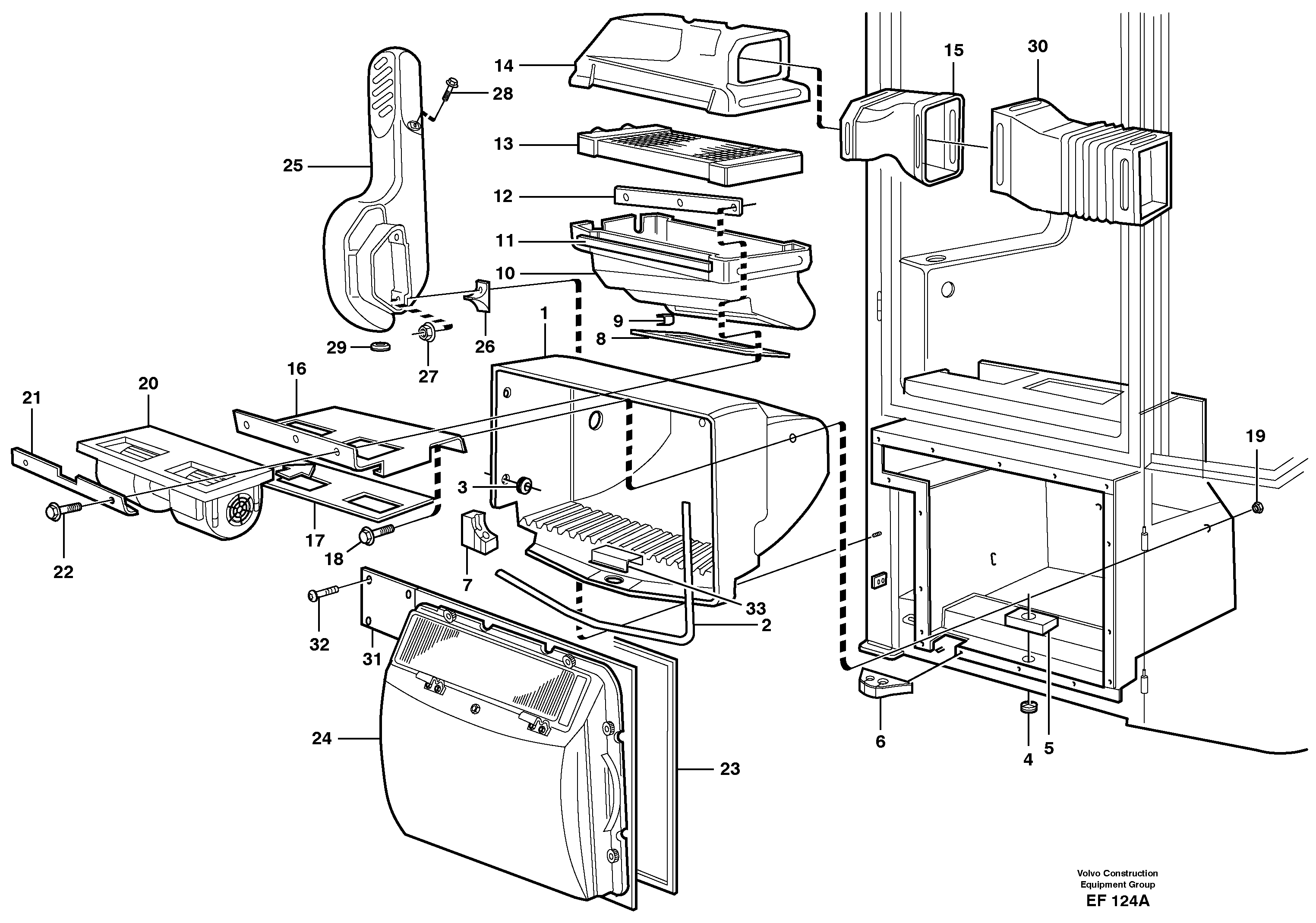 Схема запчастей Volvo L150D - 23769 Fresh air inlet, filter and fan housing L150D