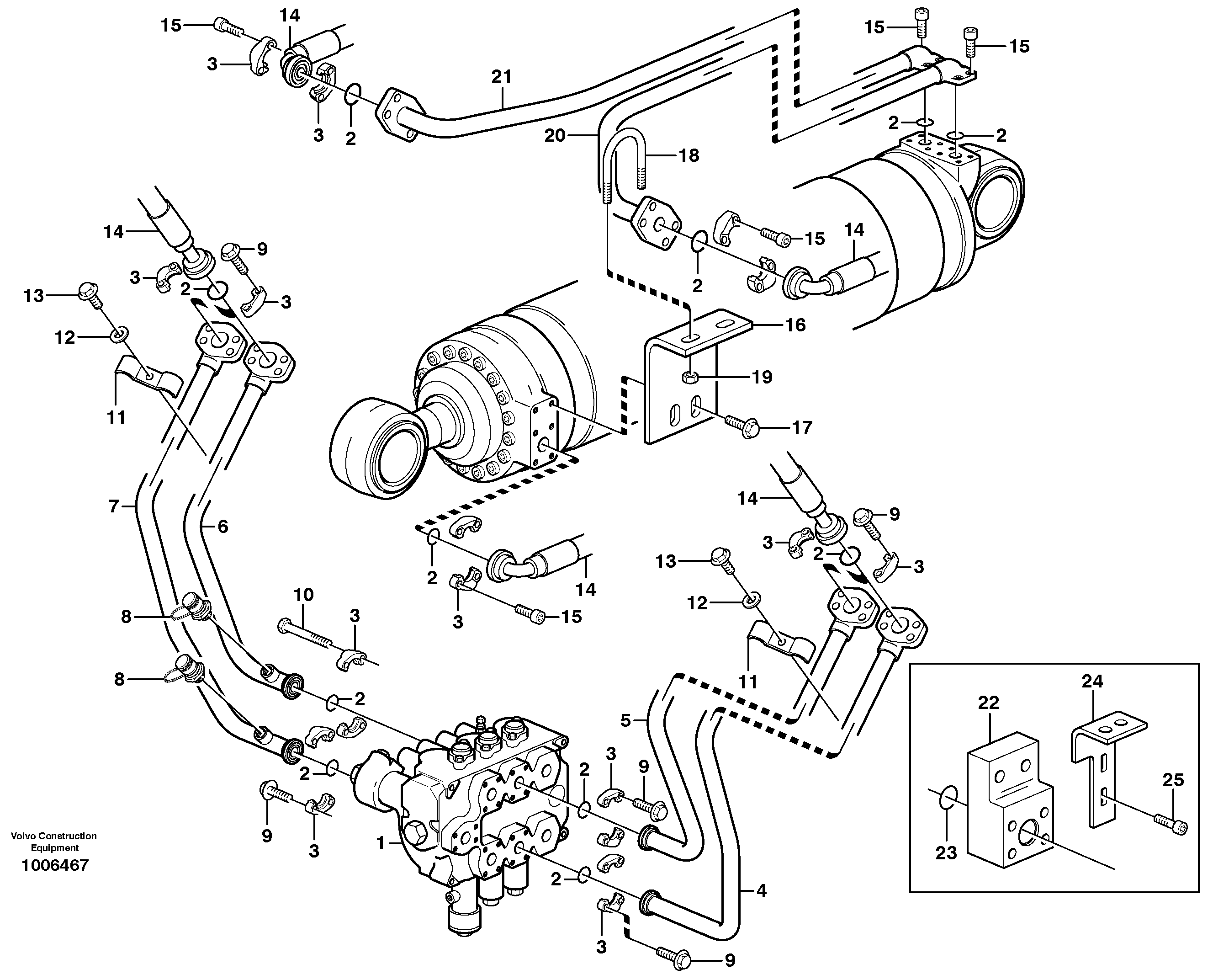 Схема запчастей Volvo L150D - 85223 Hydraulic system, tilt function L150D