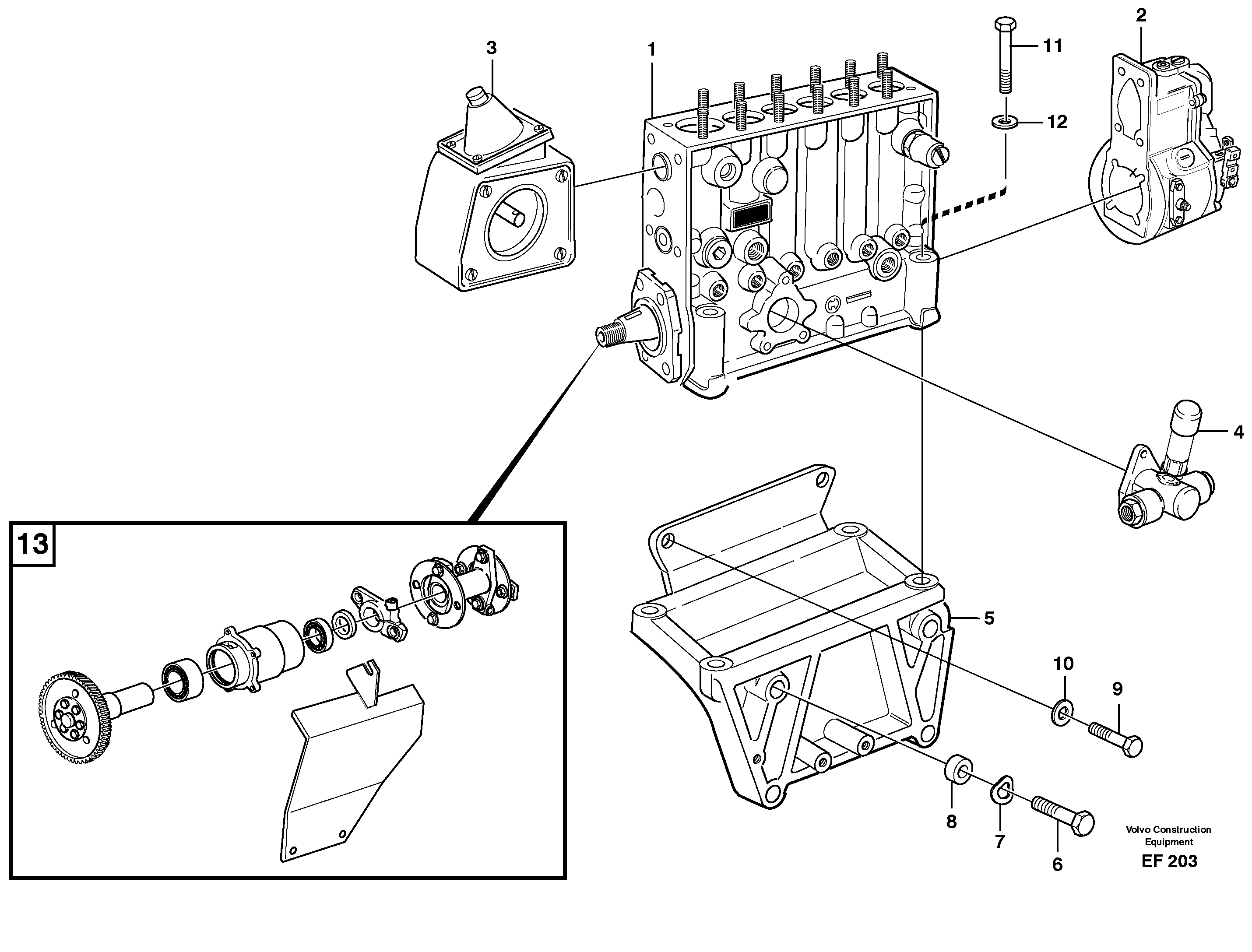 Схема запчастей Volvo L150D - 39633 Fuel injection pump with fitting parts L150D